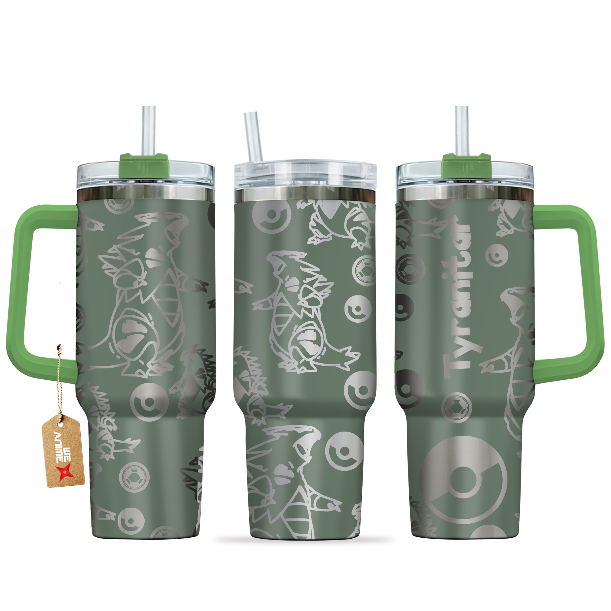 Tyranitar Pokemon Anime Custom Stanley Quencher 40oz Stainless Steel Tumbler With Handle
