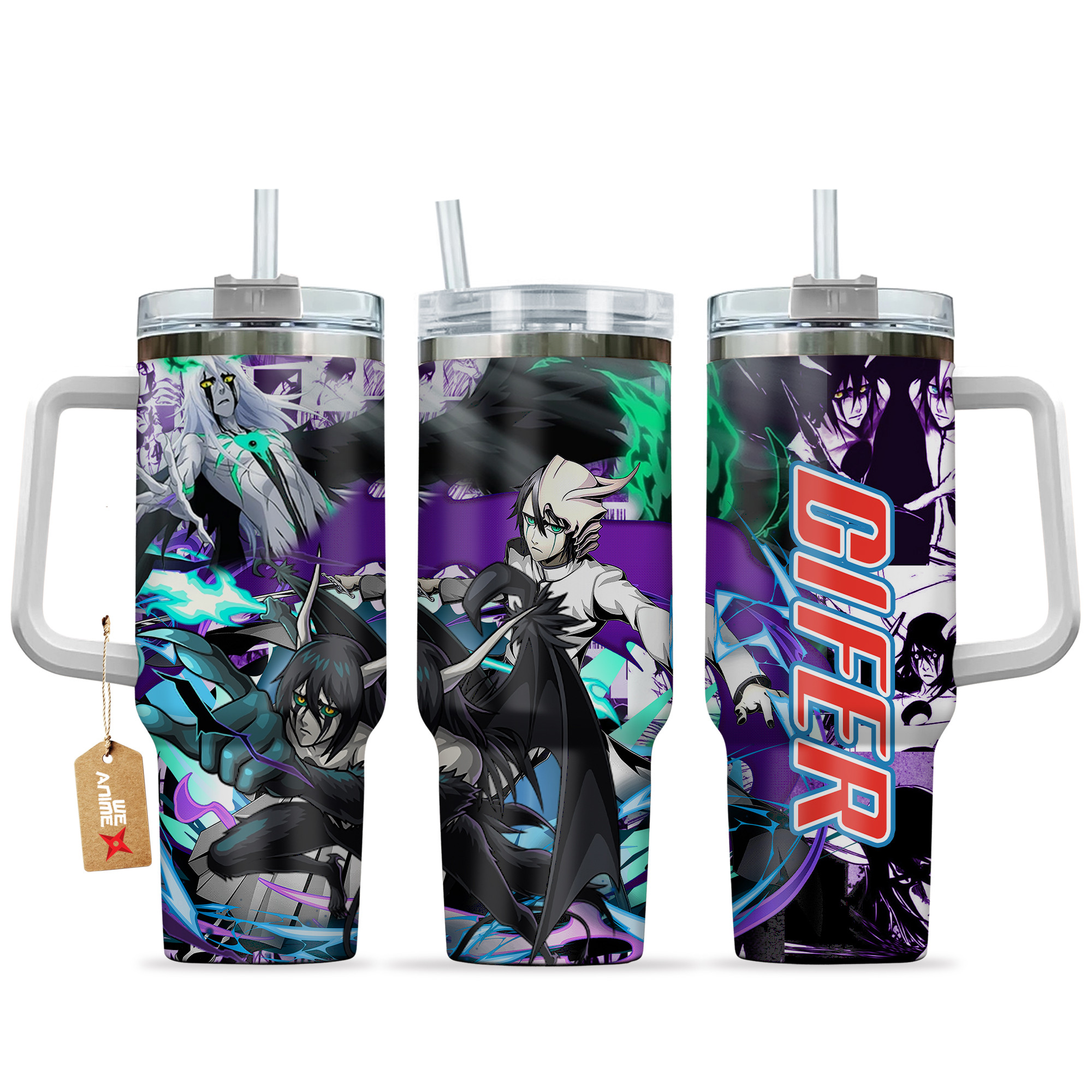 Ulquiorra Cifer Bleach Anime Custom Stanley Quencher 40oz Stainless Steel Tumbler With Handle