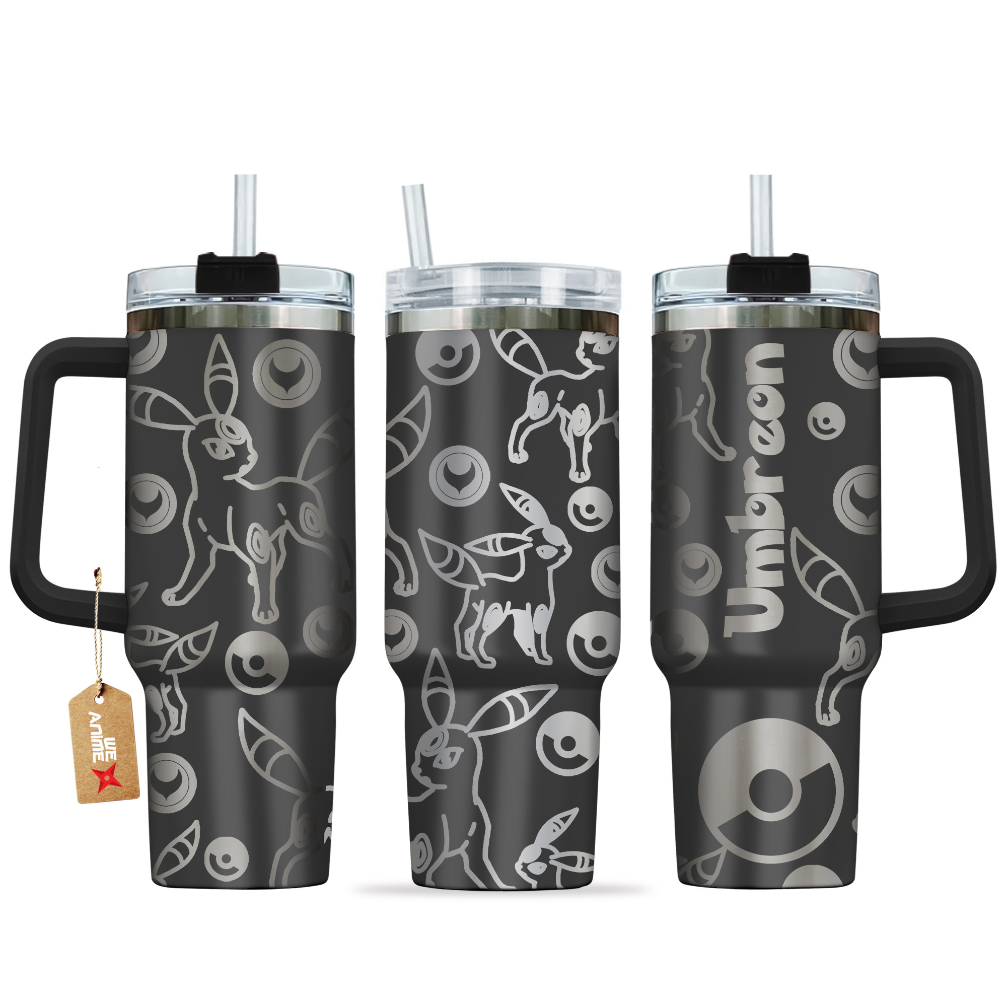 Umbreon Pokemon Anime Custom Stanley Quencher 40oz Stainless Steel Tumbler With Handle