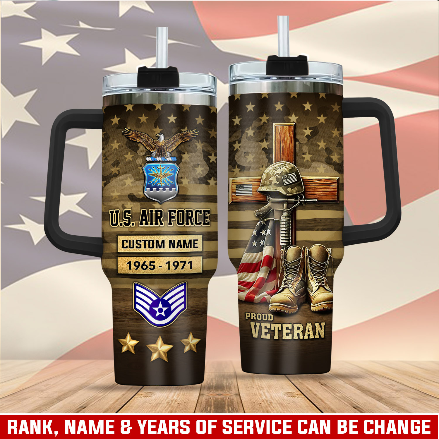 United States Air Force Custom Stanley Quencher 40oz Stainless Steel Tumbler With Handle