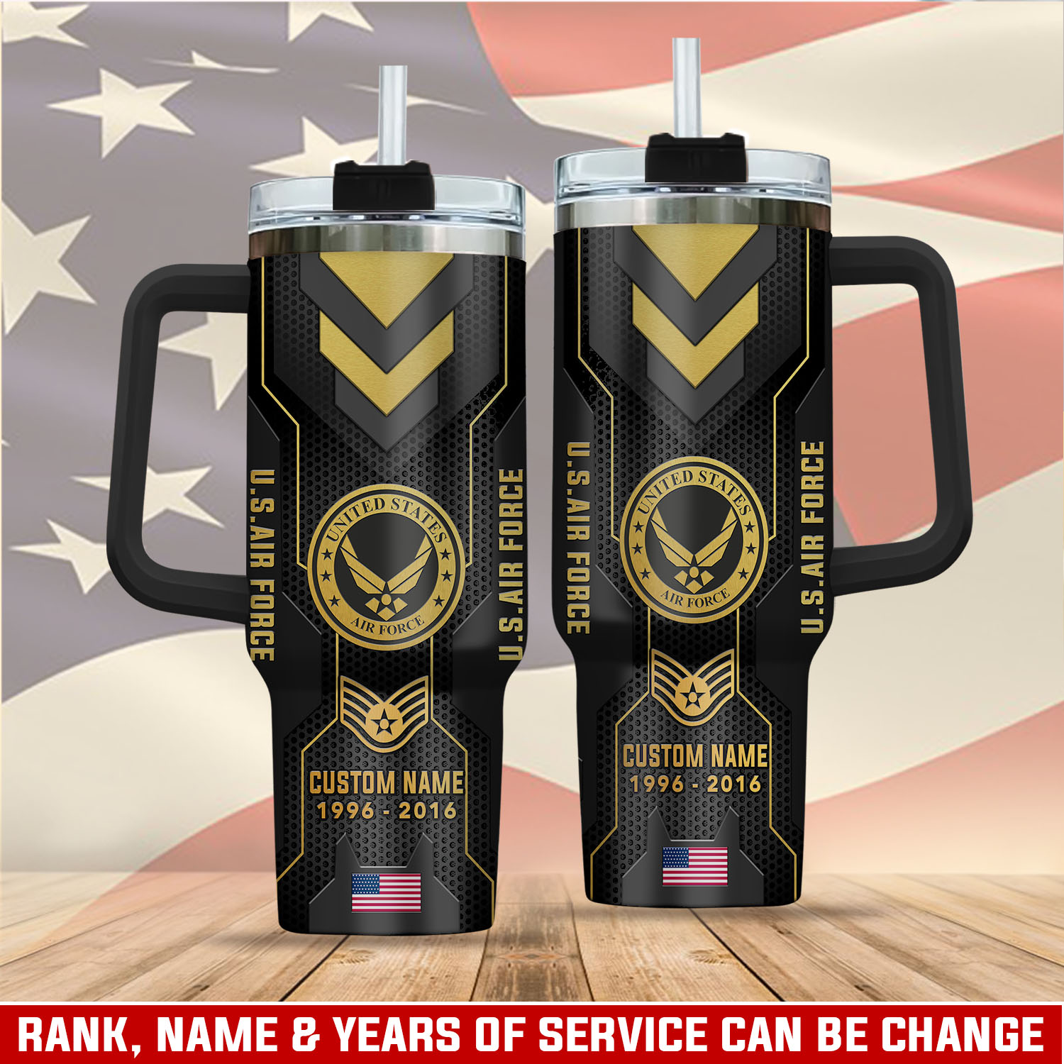 United States Air Force Custom Stanley Quencher 40oz Stainless Steel Tumbler With Handle