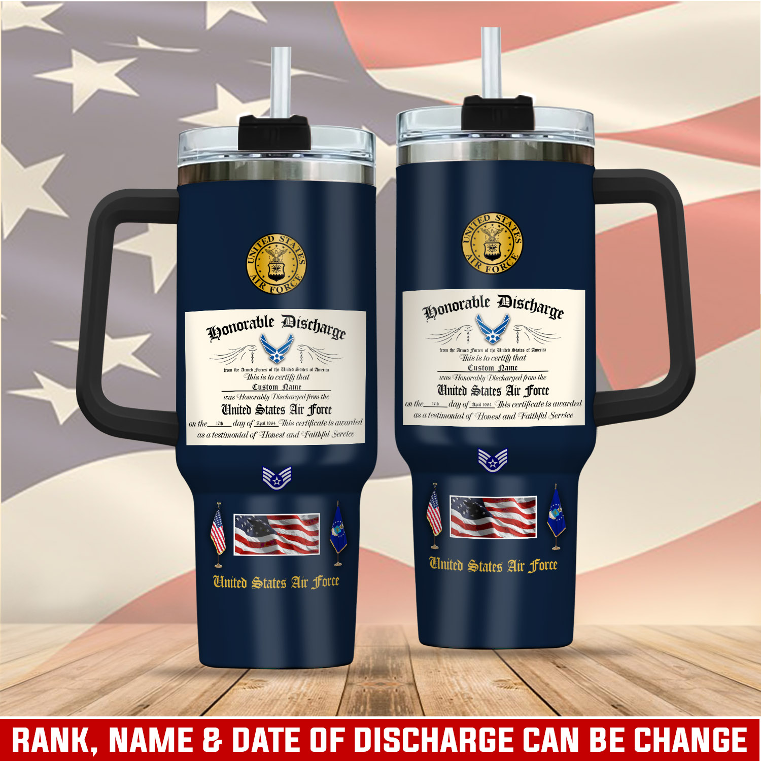 United States Air Force Custom Stanley Quencher 40oz Stainless Steel Tumbler With Handle