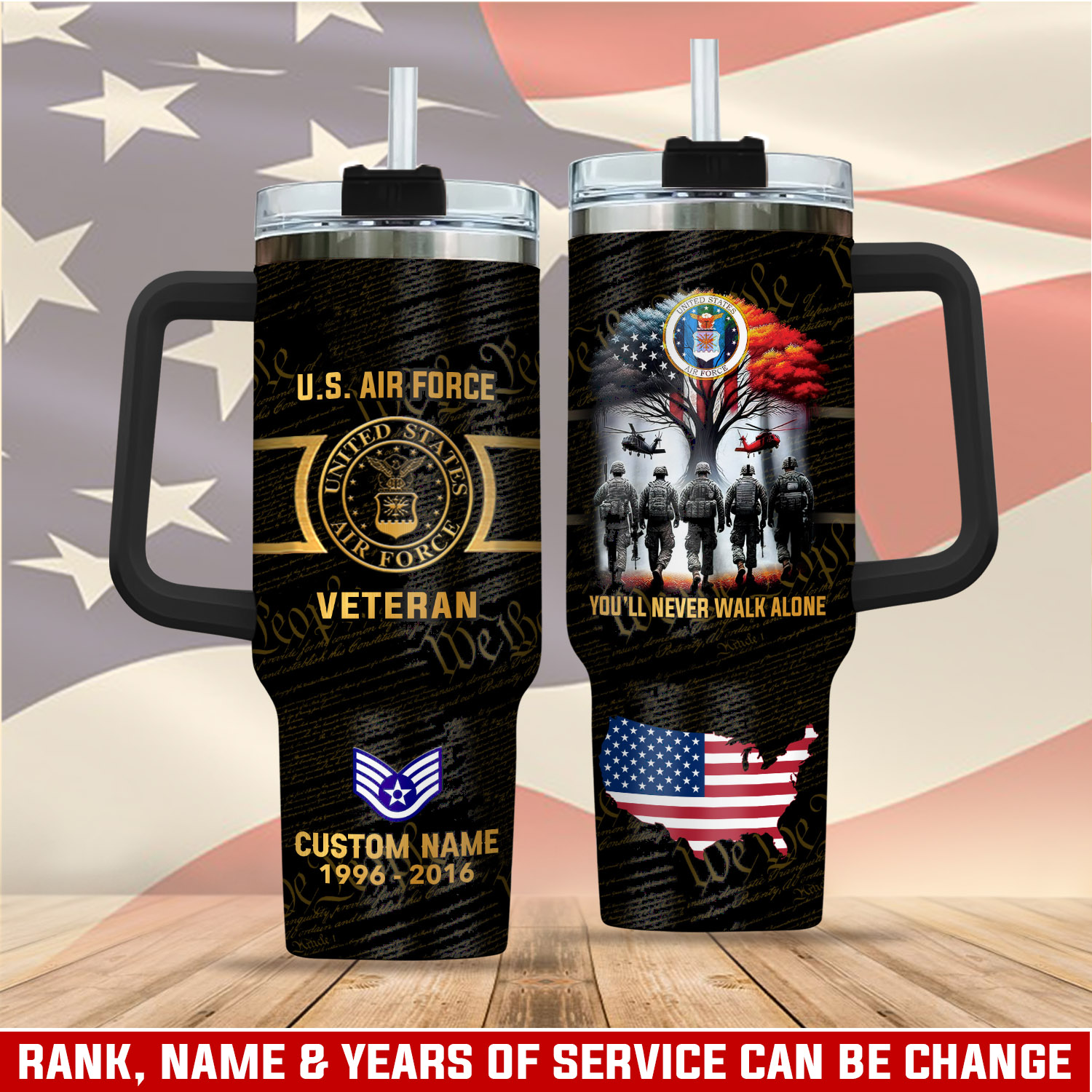 United States Air Force Custom Stanley Quencher 40oz Stainless Steel Tumbler With Handle