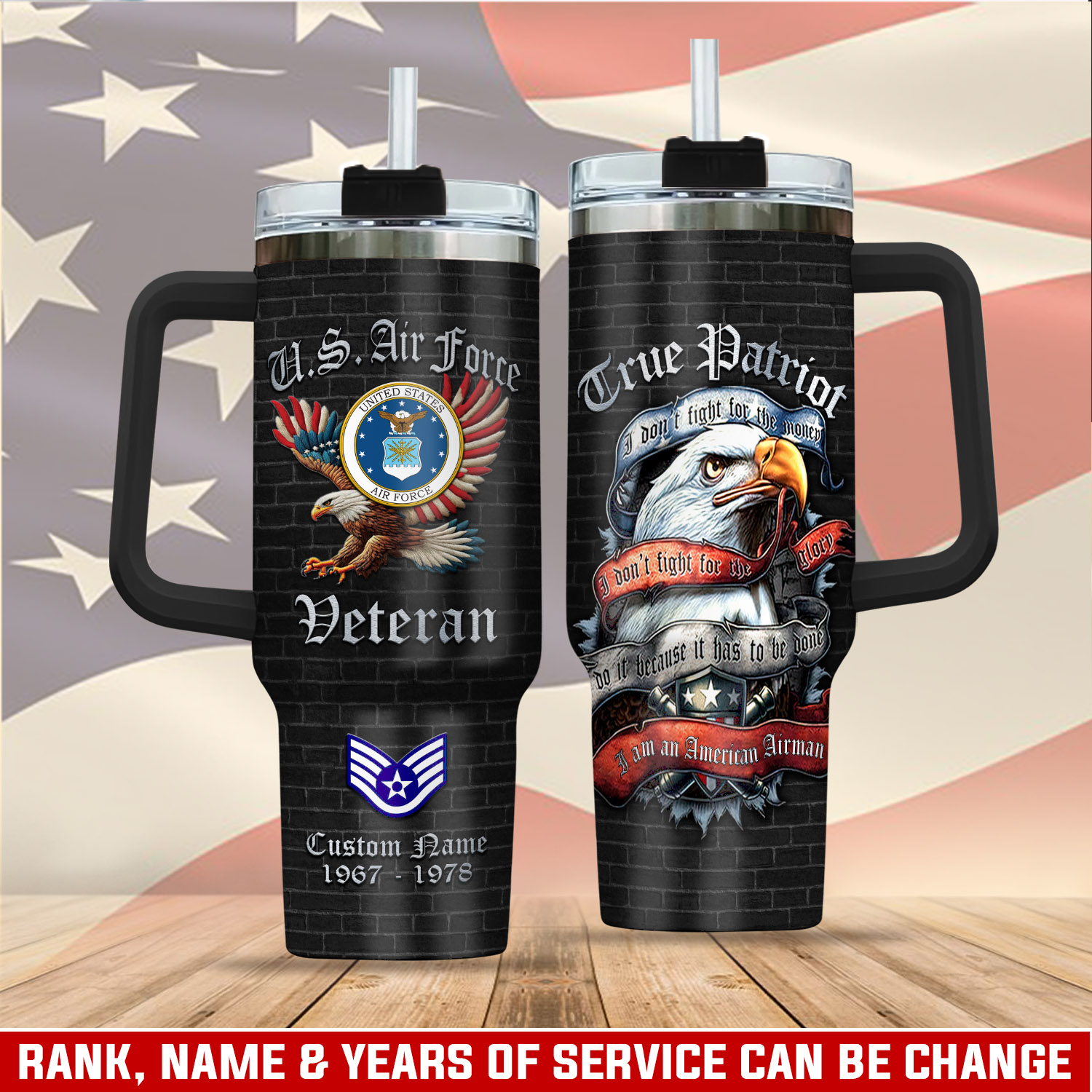 United States Air Force Custom Stanley Quencher 40oz Stainless Steel Tumbler With Handle