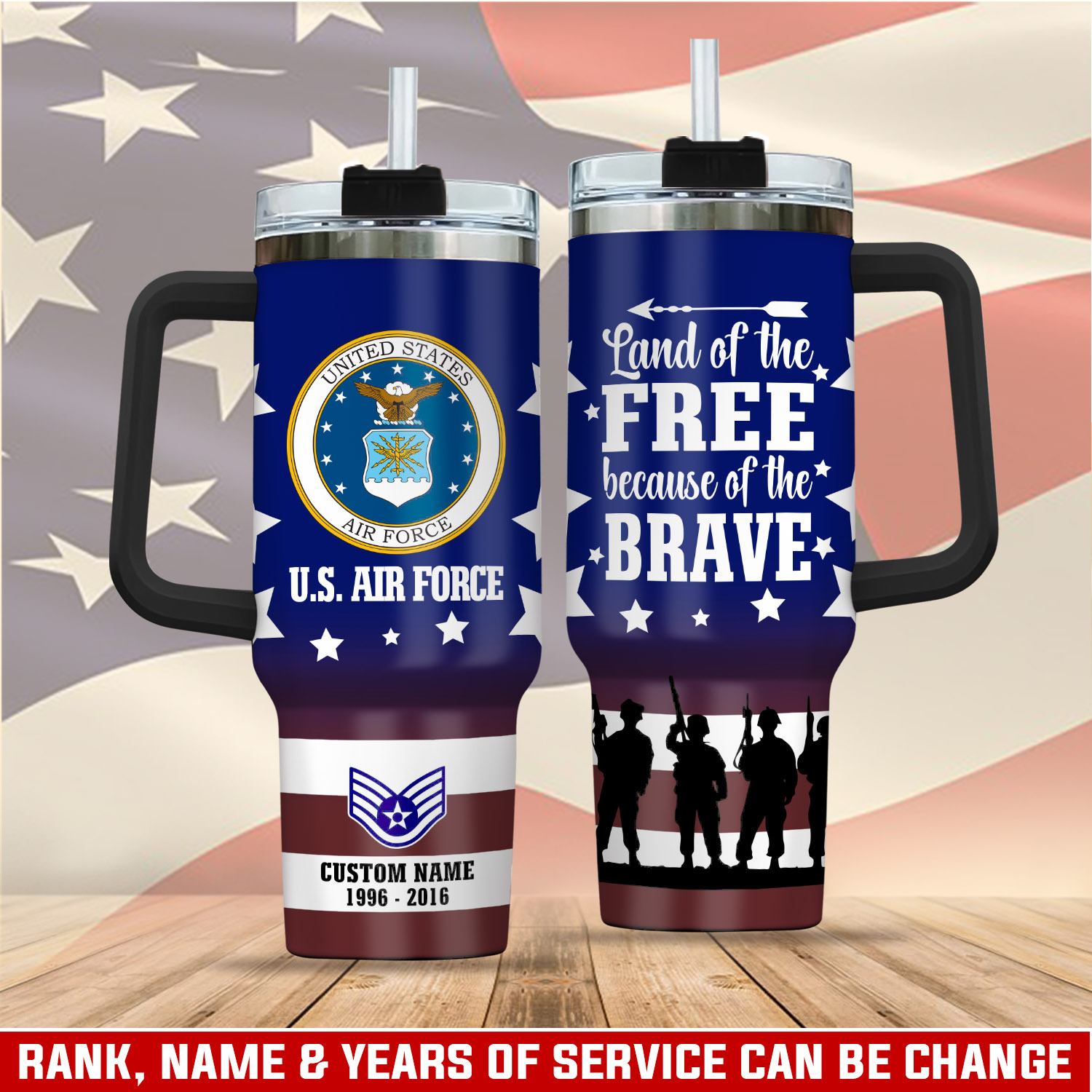 United States Air Force Custom Stanley Quencher 40oz Stainless Steel Tumbler With Handle