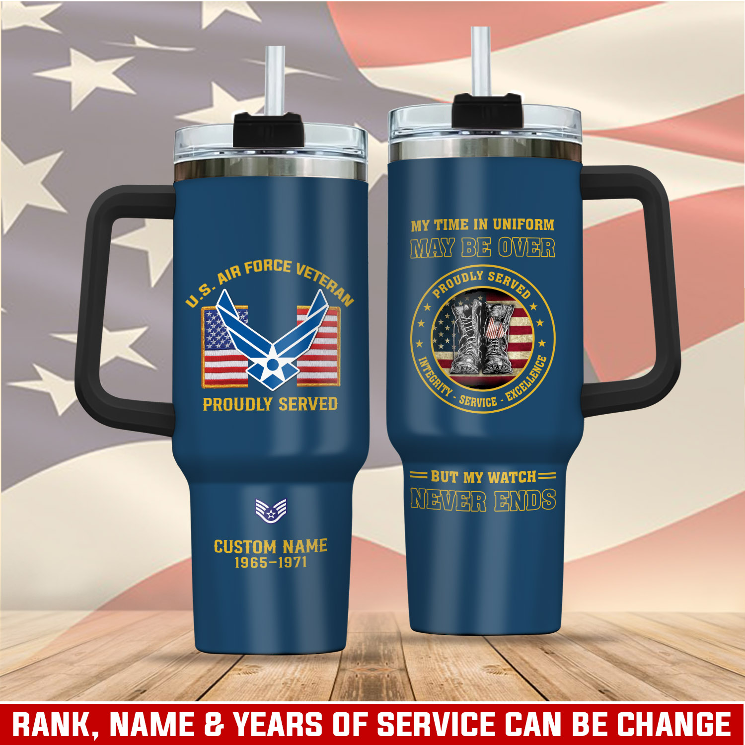 United States Air Force Custom Stanley Quencher 40oz Stainless Steel Tumbler With Handle