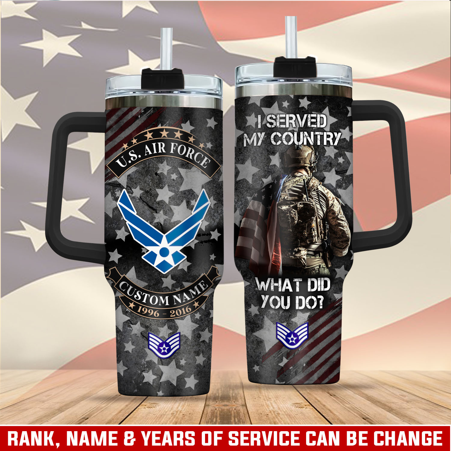 United States Air Force Custom Stanley Quencher 40oz Stainless Steel Tumbler With Handle