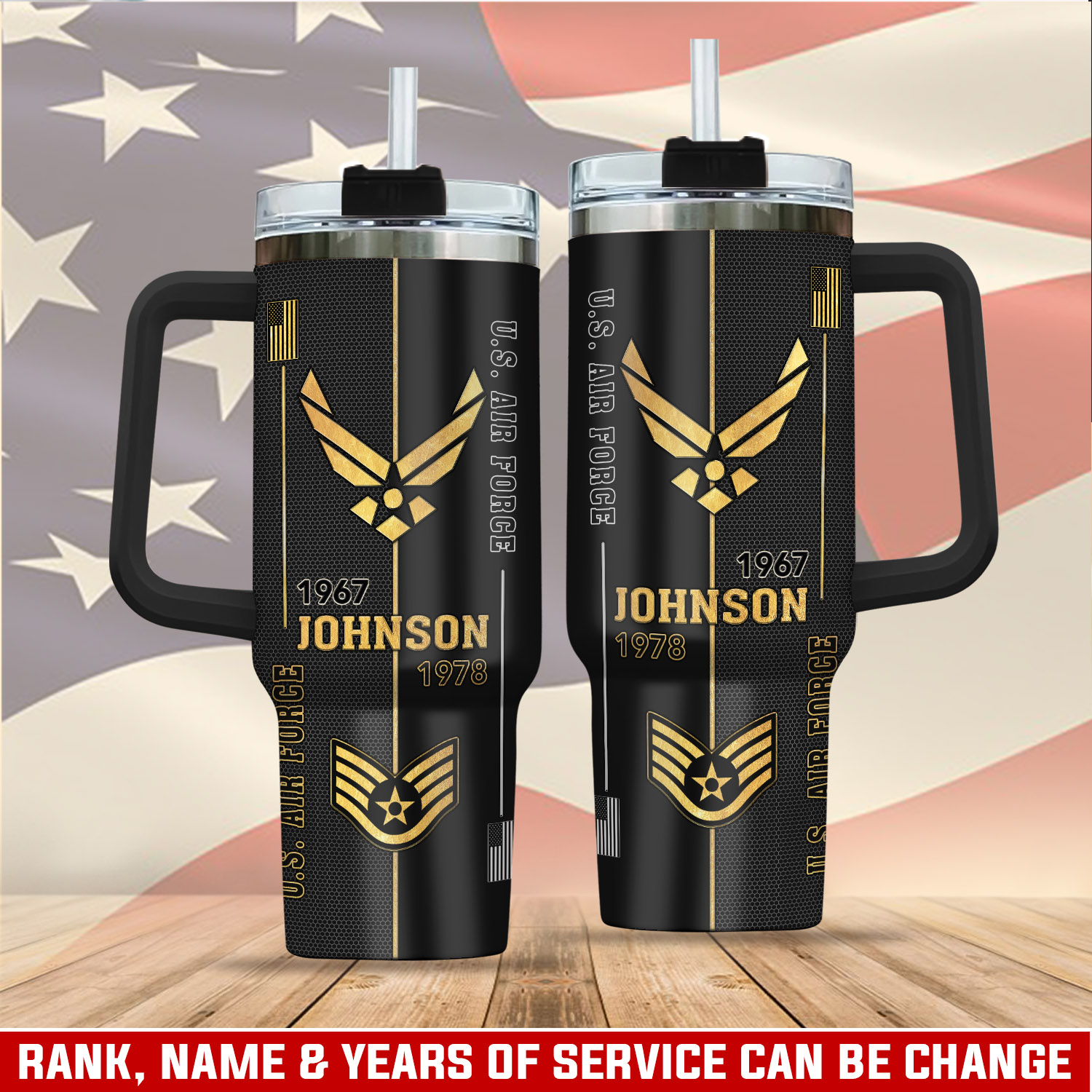 United States Air Force Custom Stanley Quencher 40oz Stainless Steel Tumbler With Handle