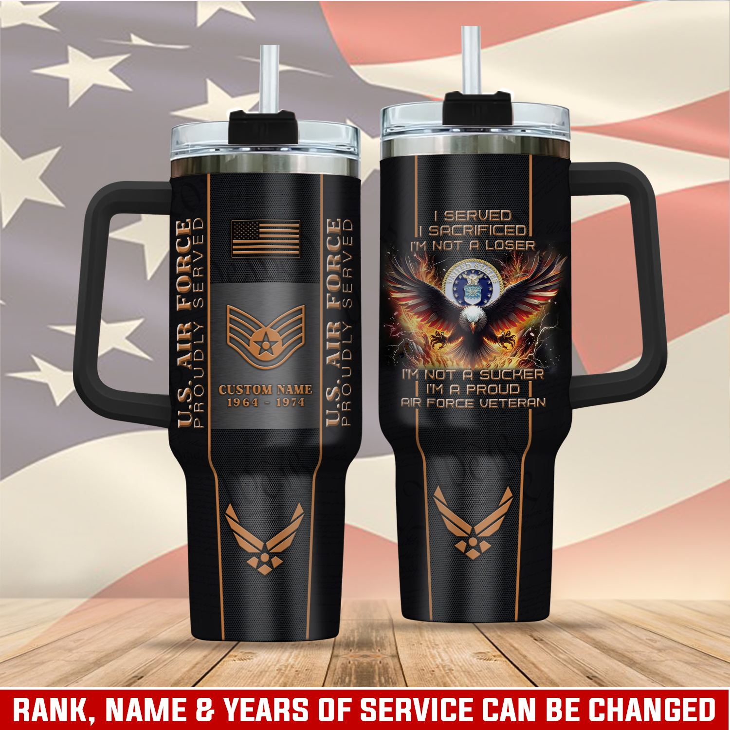 United States Air Force Custom Stanley Quencher 40oz Stainless Steel Tumbler With Handle