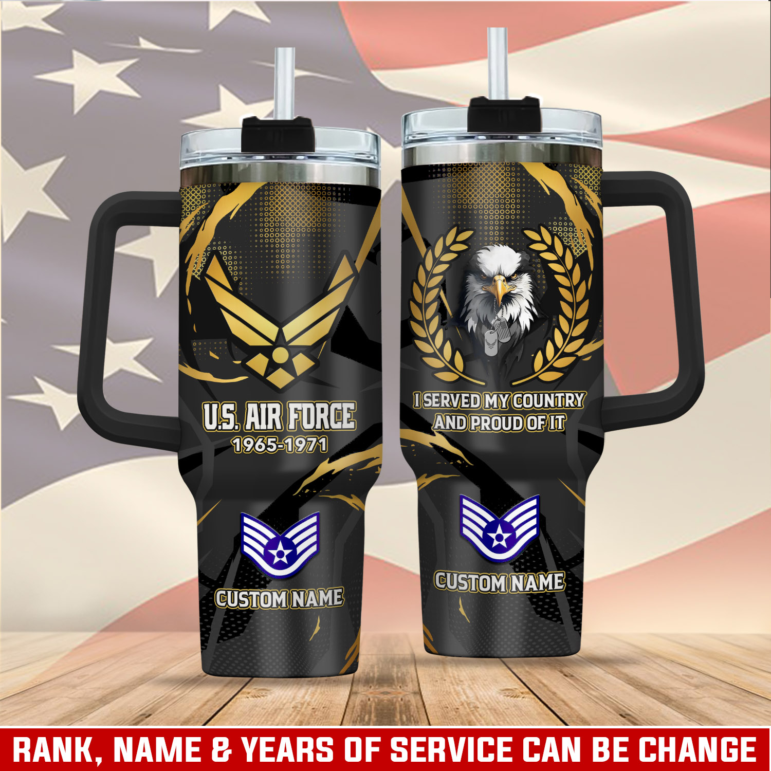 United States Air Force Custom Stanley Quencher 40oz Stainless Steel Tumbler With Handle
