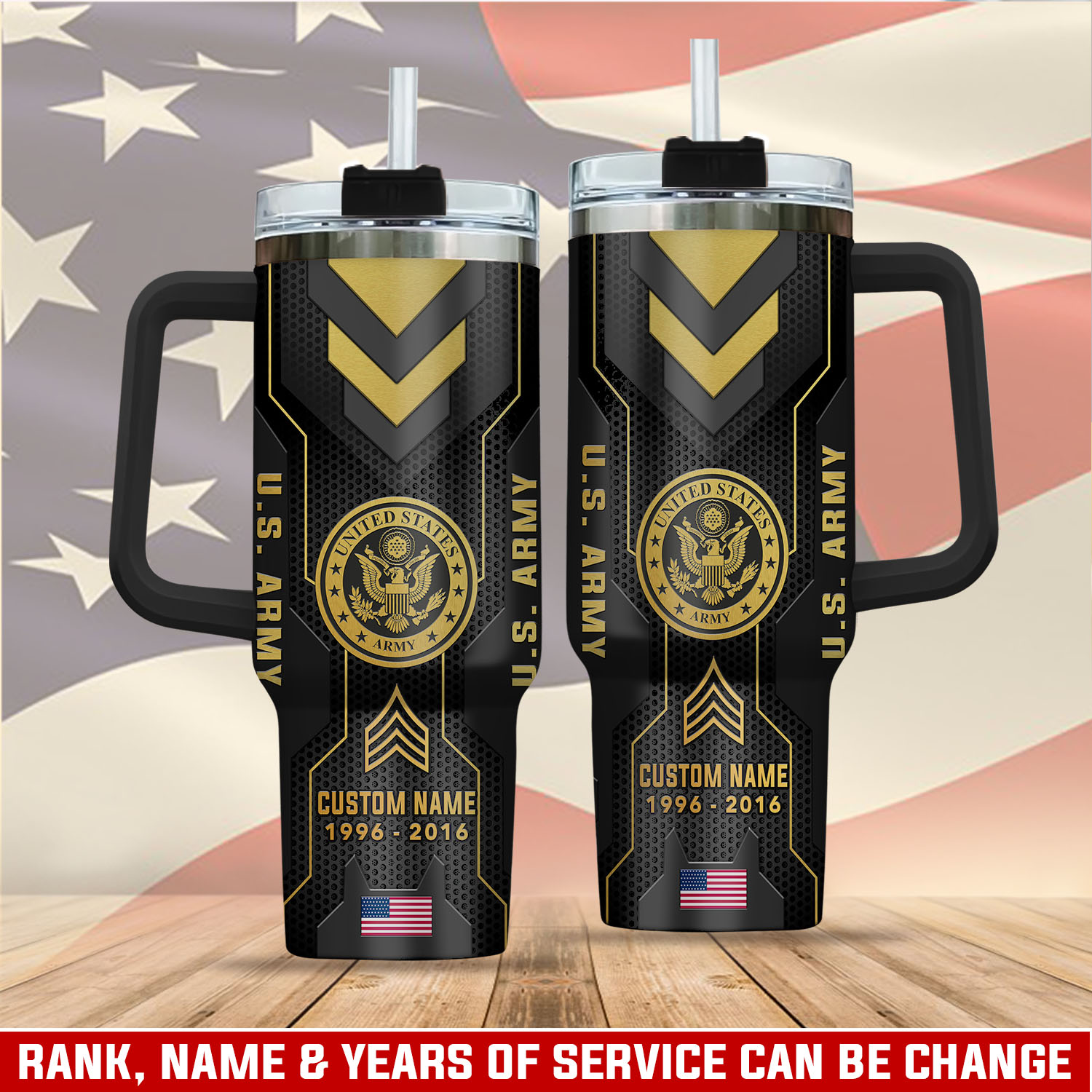 United States Army Custom Stanley Quencher 40oz Stainless Steel Tumbler With Handle