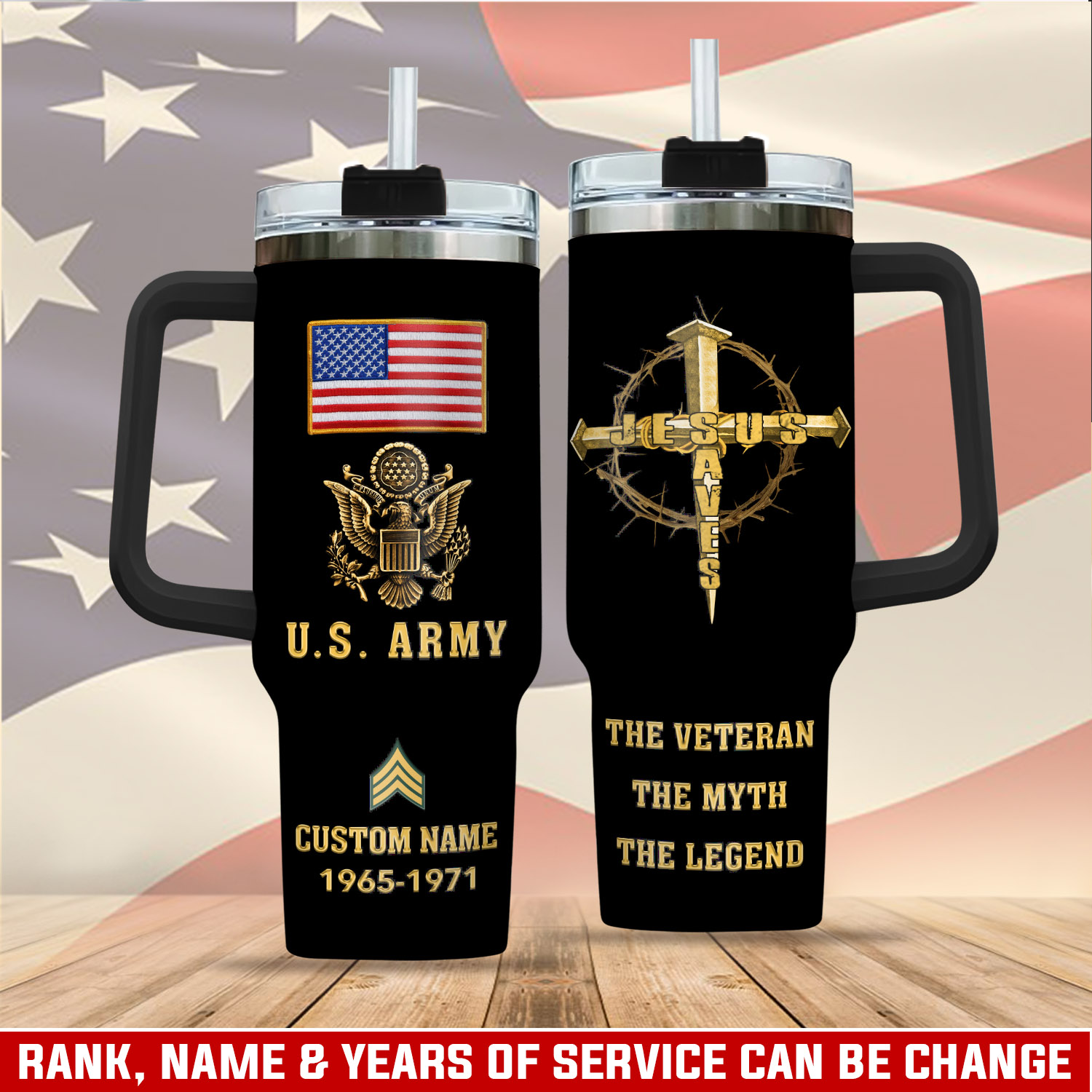 United States Army Custom Stanley Quencher 40oz Stainless Steel Tumbler With Handle