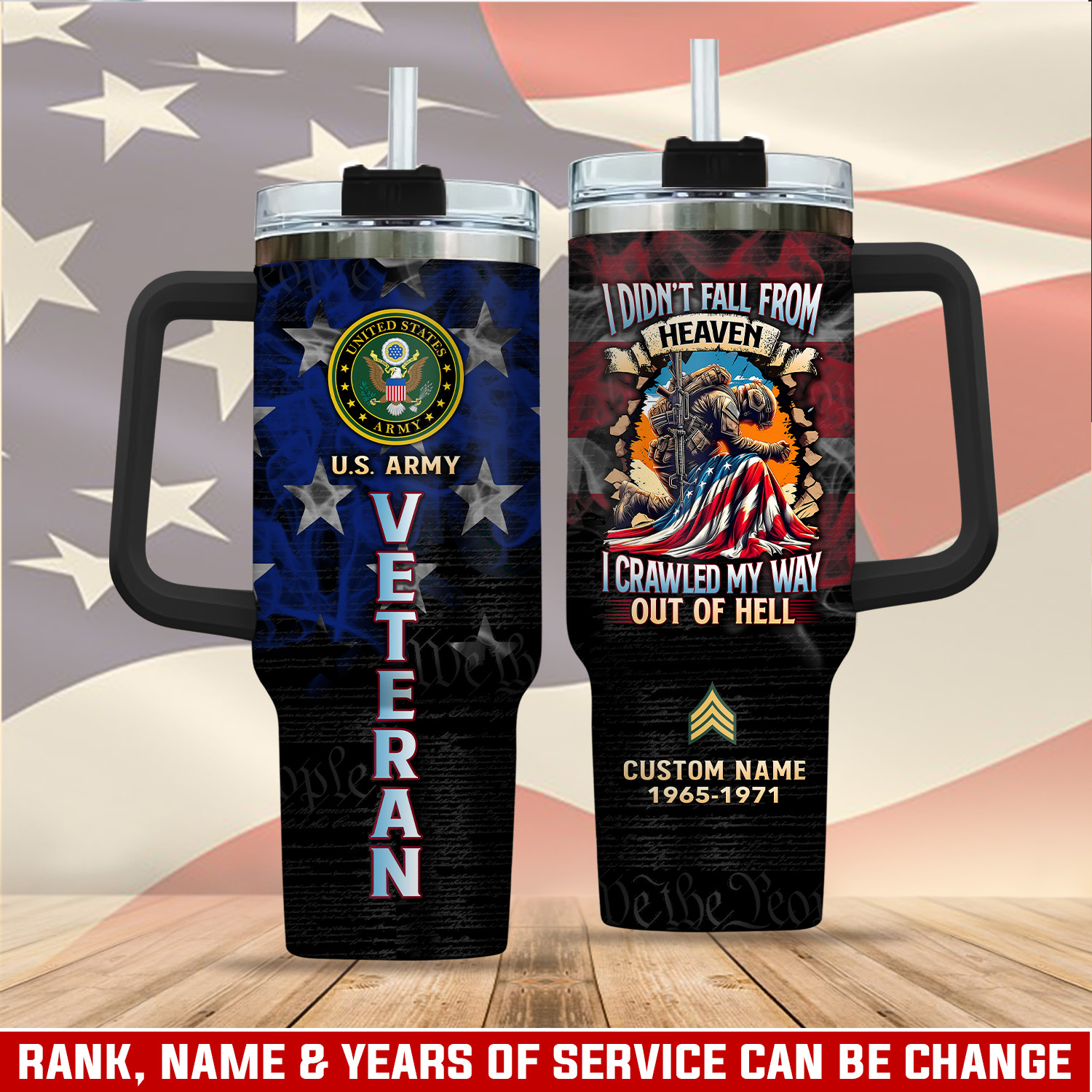 United States Army Custom Stanley Quencher 40oz Stainless Steel Tumbler With Handle