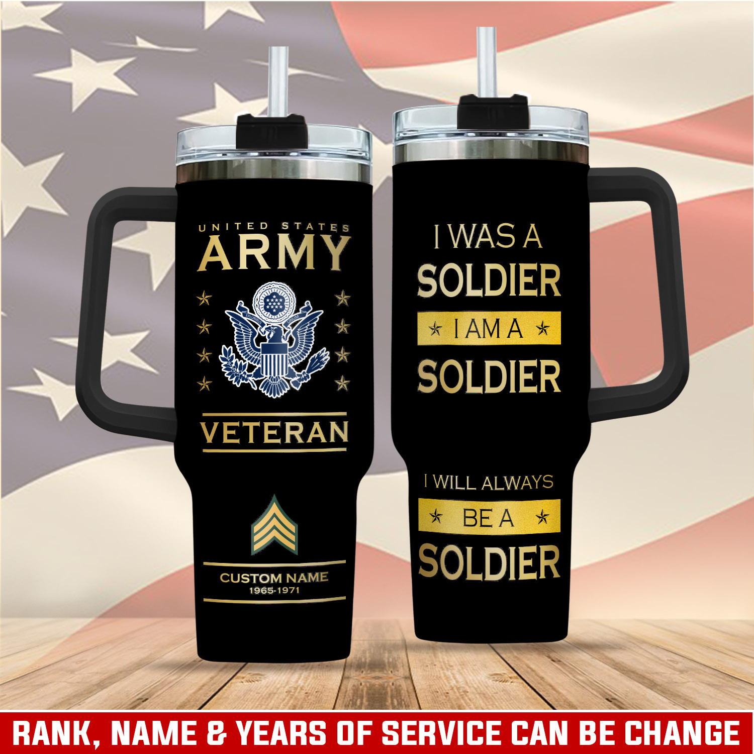 United States Army Custom Stanley Quencher 40oz Stainless Steel Tumbler With Handle