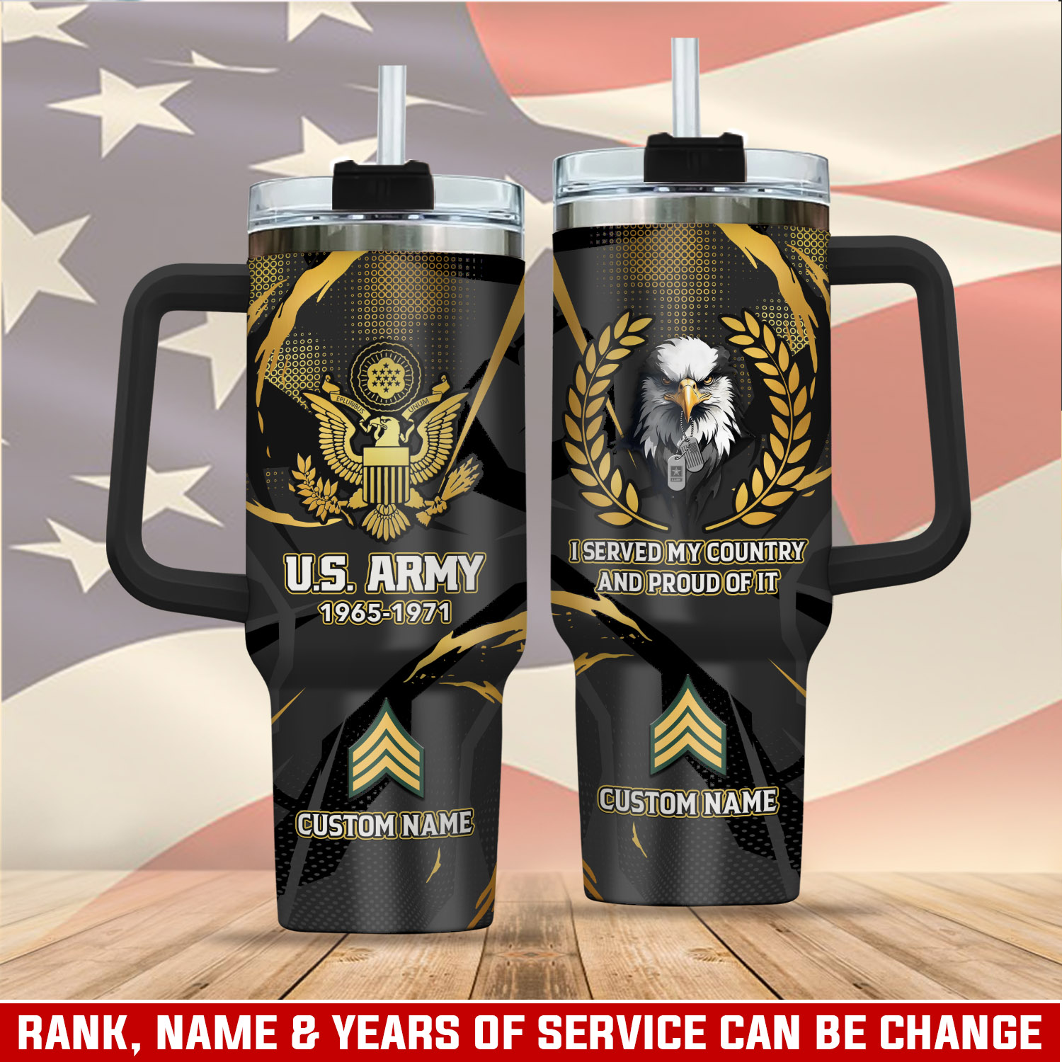 United States Army Custom Stanley Quencher 40oz Stainless Steel Tumbler With Handle