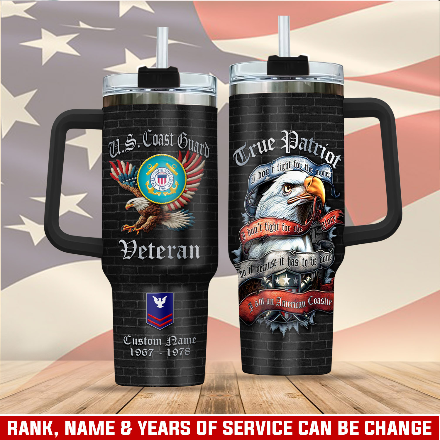 United States Coast Guard Custom Stanley Quencher 40oz Stainless Steel Tumbler With Handle