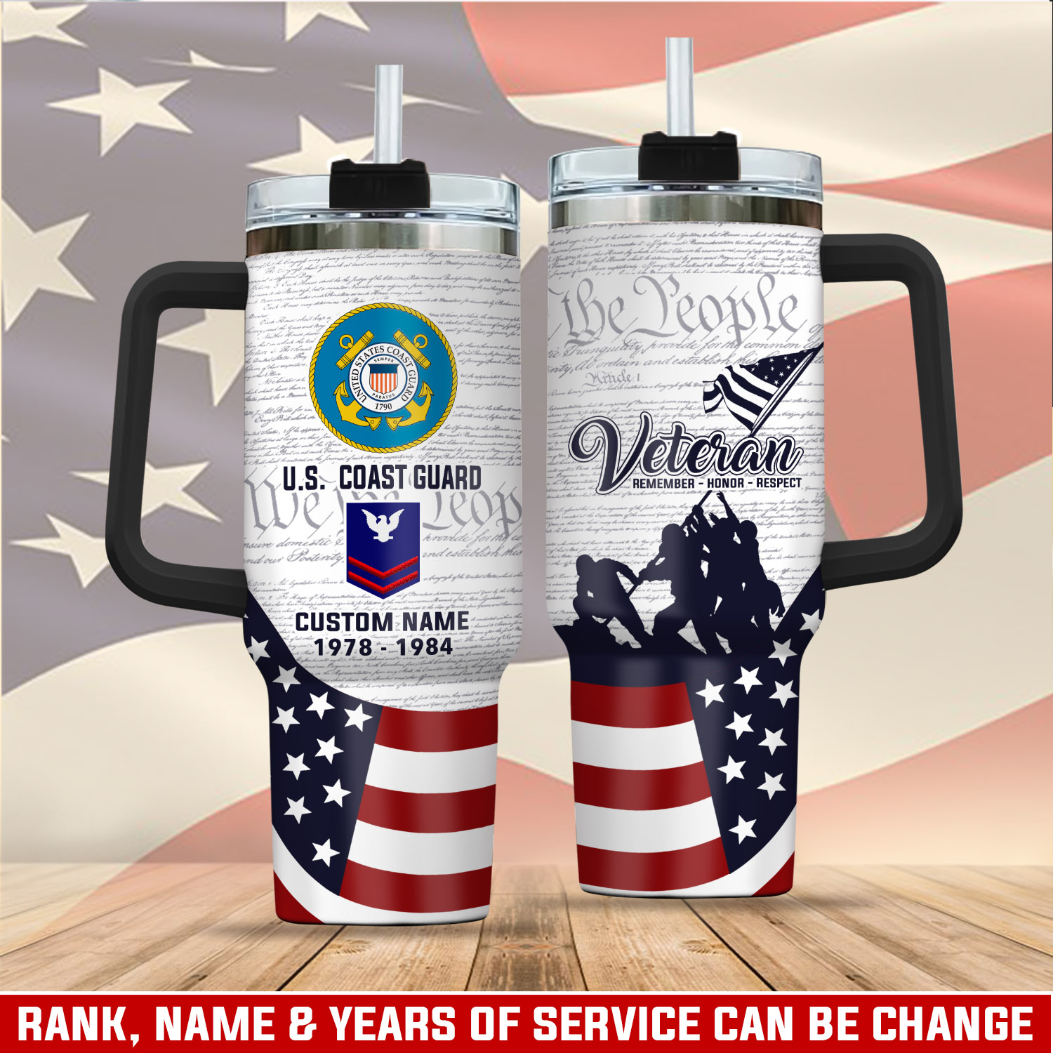United States Coast Guard Custom Stanley Quencher 40oz Stainless Steel Tumbler With Handle
