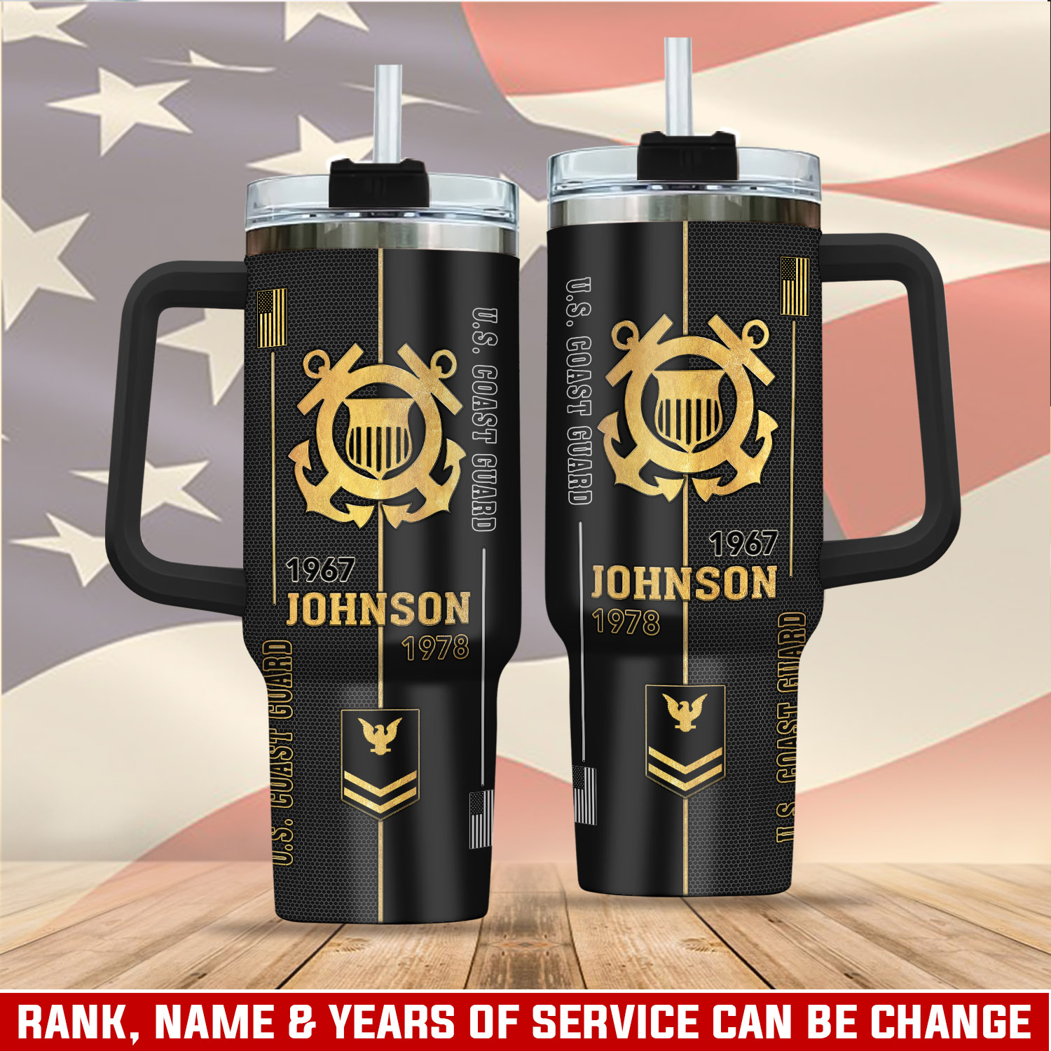 United States Coast Guard Custom Stanley Quencher 40oz Stainless Steel Tumbler With Handle