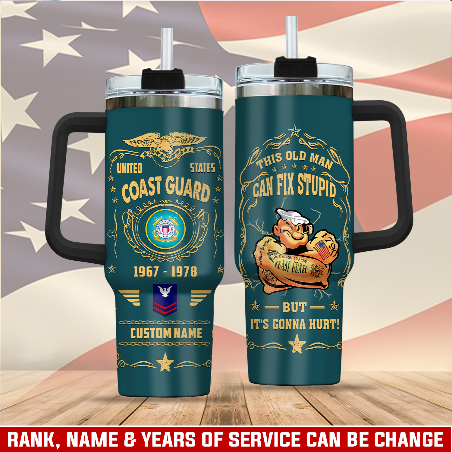 United States Coast Guard Custom Stanley Quencher 40oz Stainless Steel Tumbler With Handle