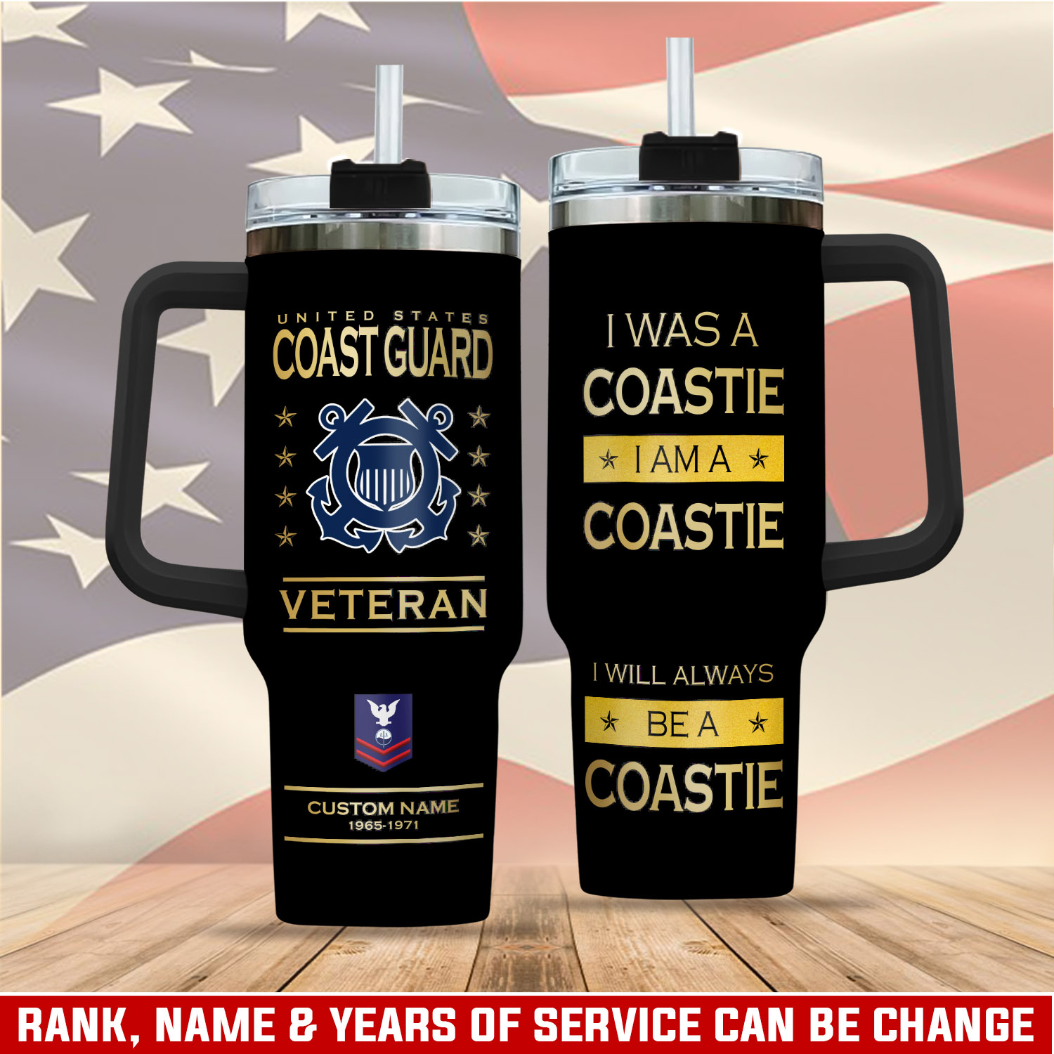 United States Coast Guard Custom Stanley Quencher 40oz Stainless Steel Tumbler With Handle