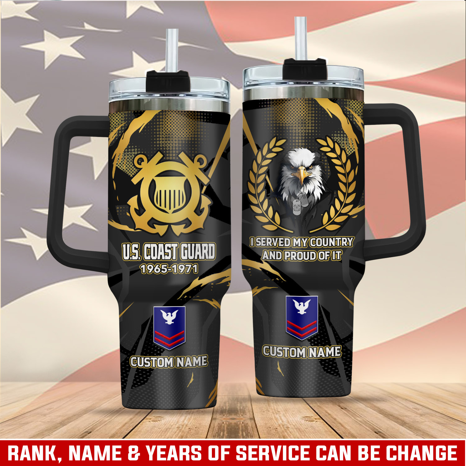 United States Coast Guard Custom Stanley Quencher 40oz Stainless Steel Tumbler With Handle