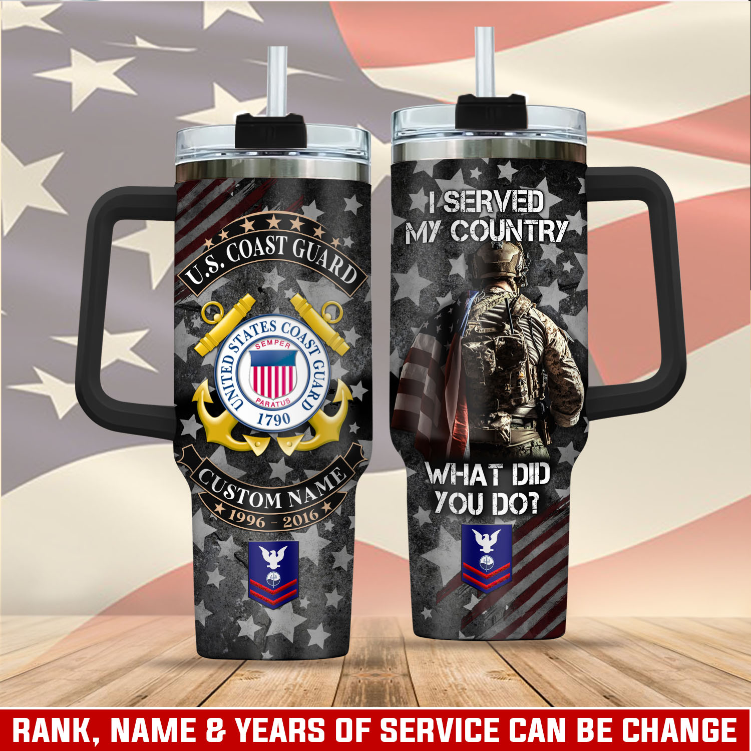 United States Coast Guard Custom Stanley Quencher 40oz Stainless Steel Tumbler With Handle
