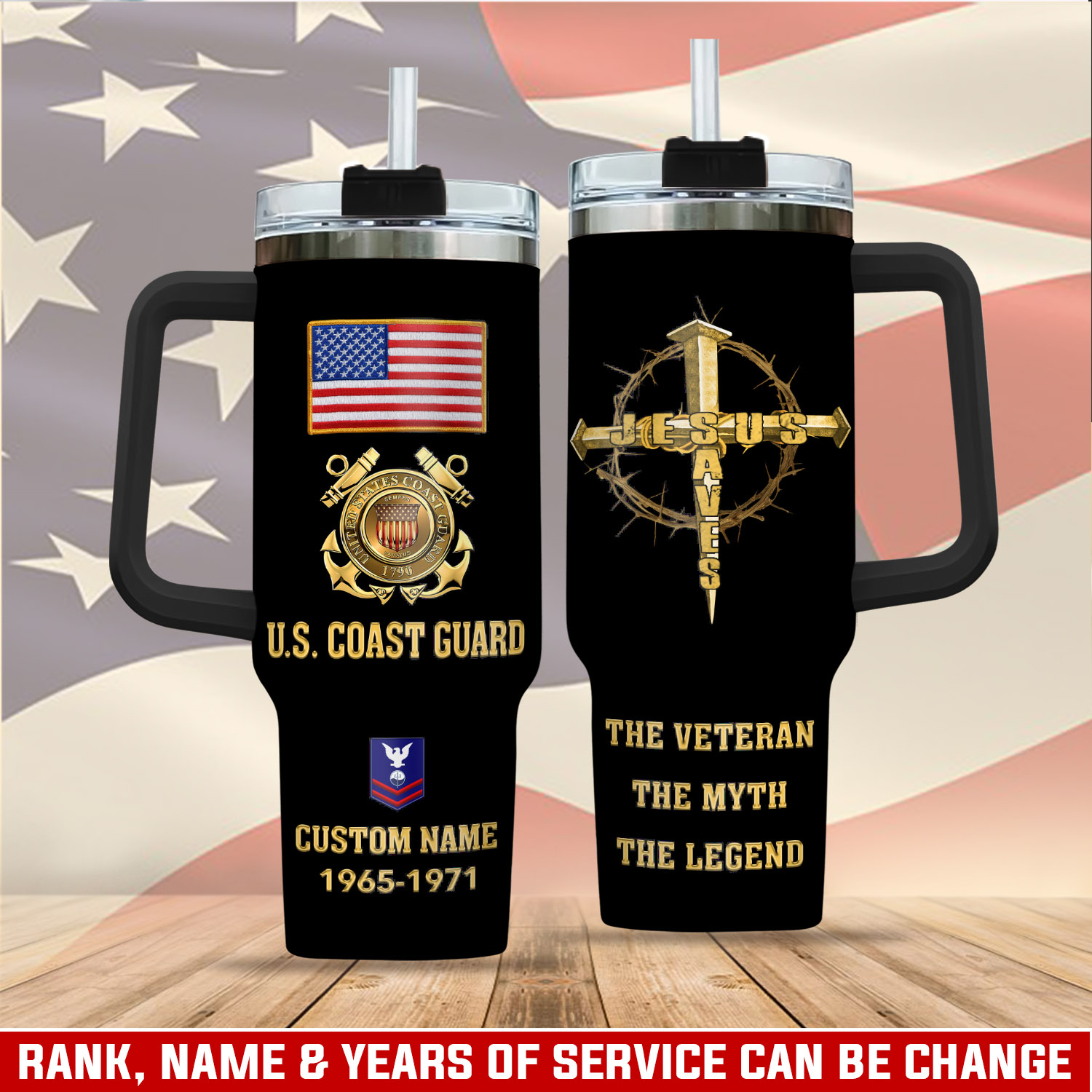 United States Coast Guard Custom Stanley Quencher 40oz Stainless Steel Tumbler With Handle