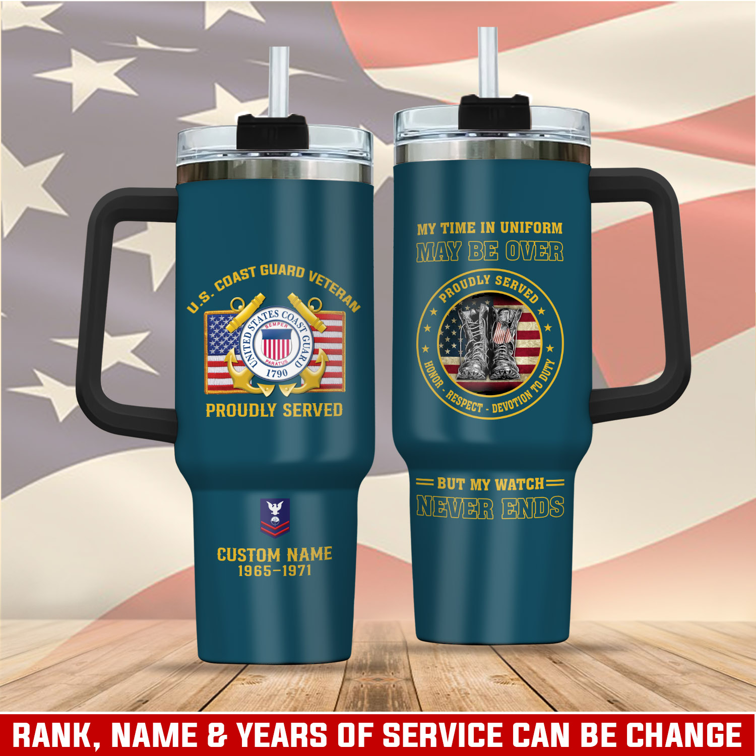 United States Coast Guard Custom Stanley Quencher 40oz Stainless Steel Tumbler With Handle
