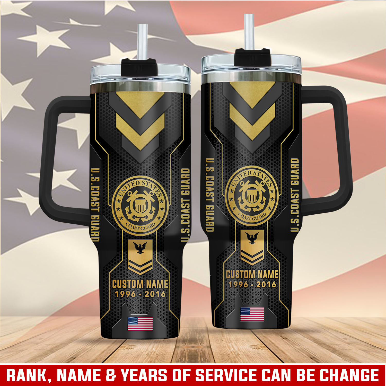 United States Coast Guard Custom Stanley Quencher 40oz Stainless Steel Tumbler With Handle