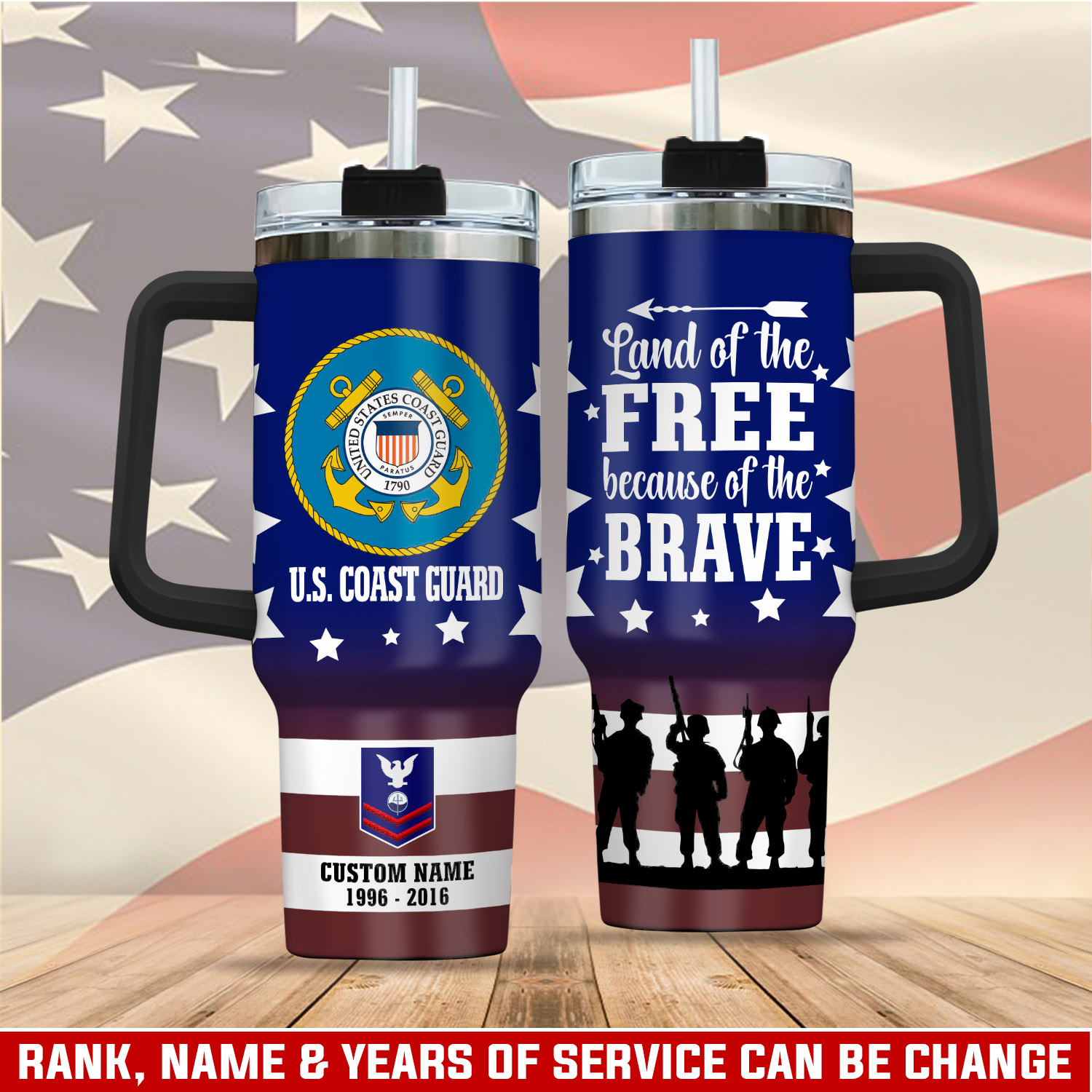 United States Coast Guard Custom Stanley Quencher 40oz Stainless Steel Tumbler With Handle