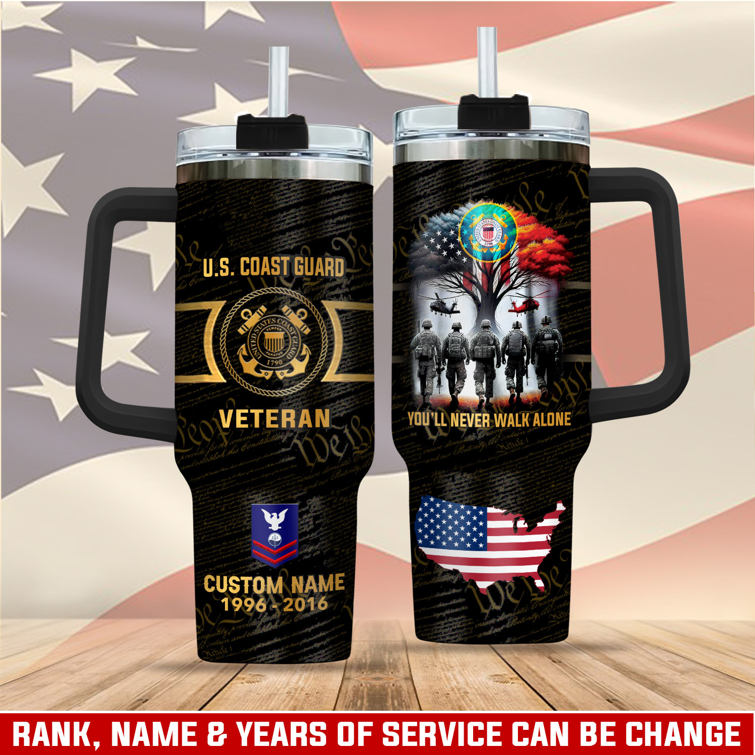 United States Coast Guard Custom Stanley Quencher 40oz Stainless Steel Tumbler With Handle
