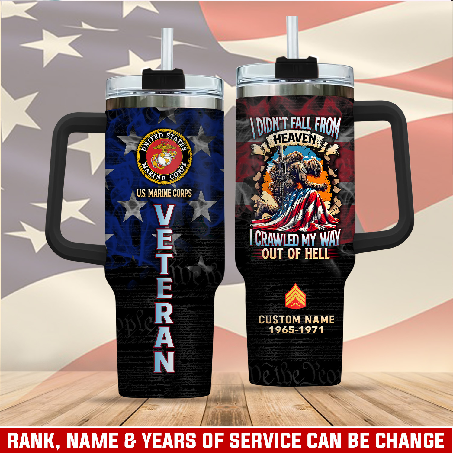 United States Marine Corps Custom Stanley Quencher 40oz Stainless Steel Tumbler With Handle