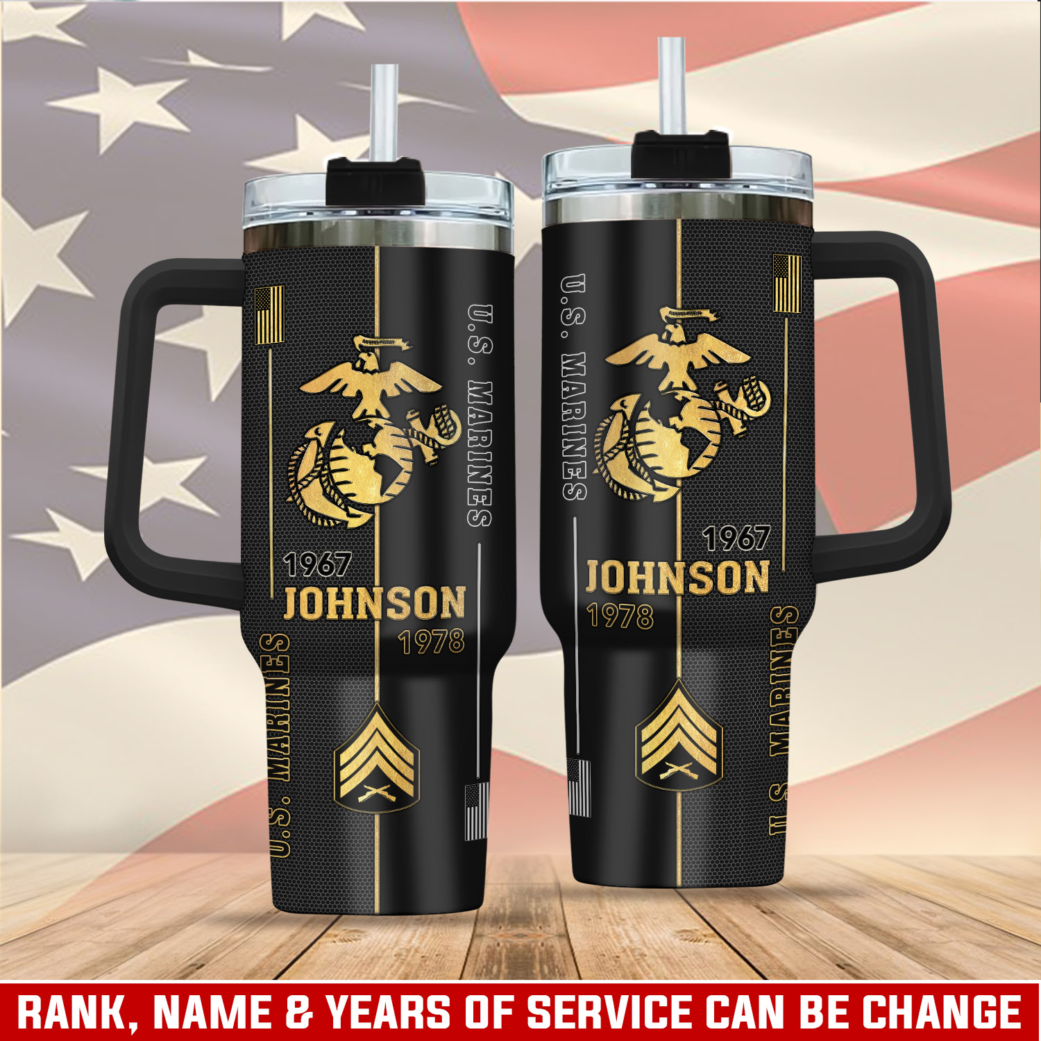 United States Marine Corps Custom Stanley Quencher 40oz Stainless Steel Tumbler With Handle