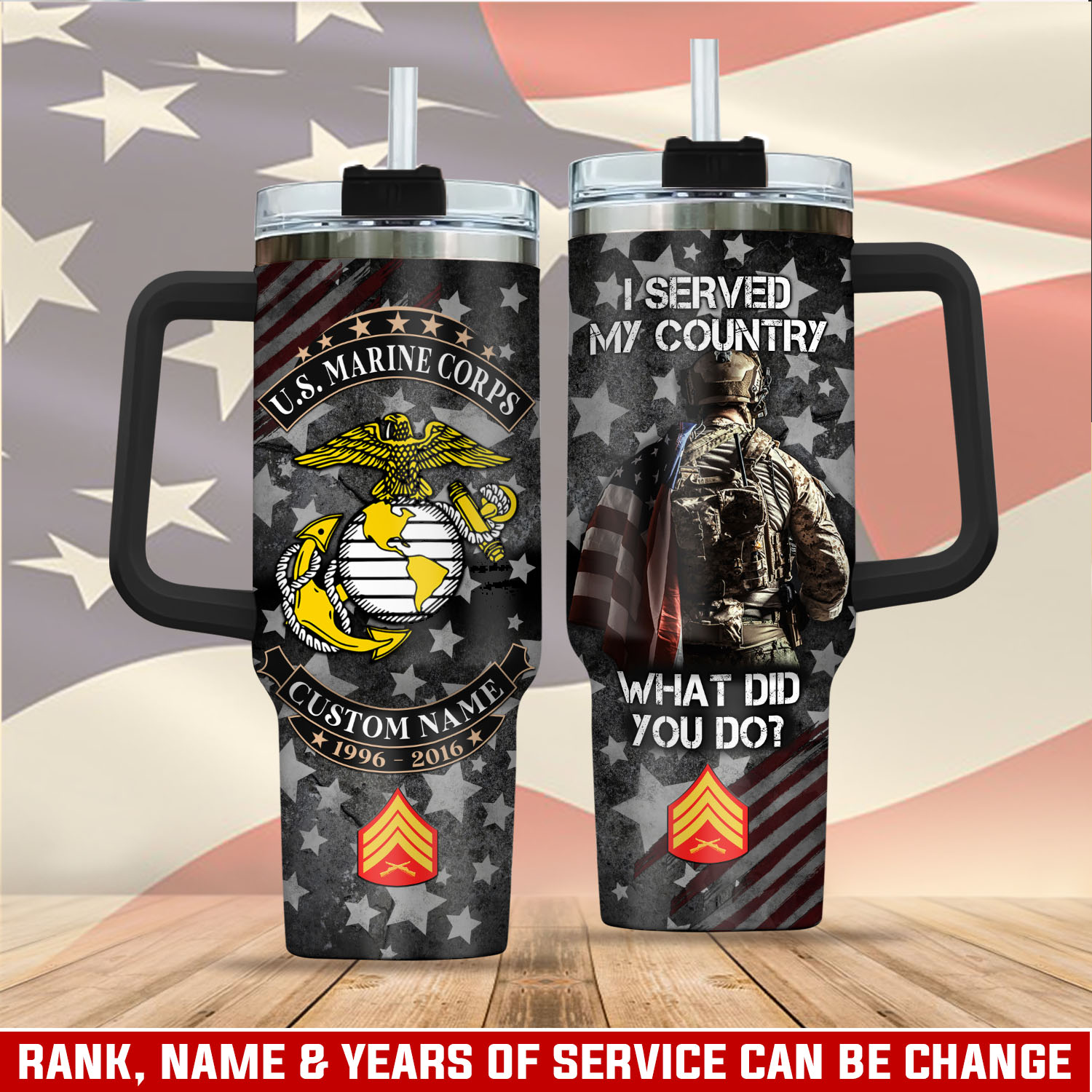 United States Marine Corps Custom Stanley Quencher 40oz Stainless Steel Tumbler With Handle