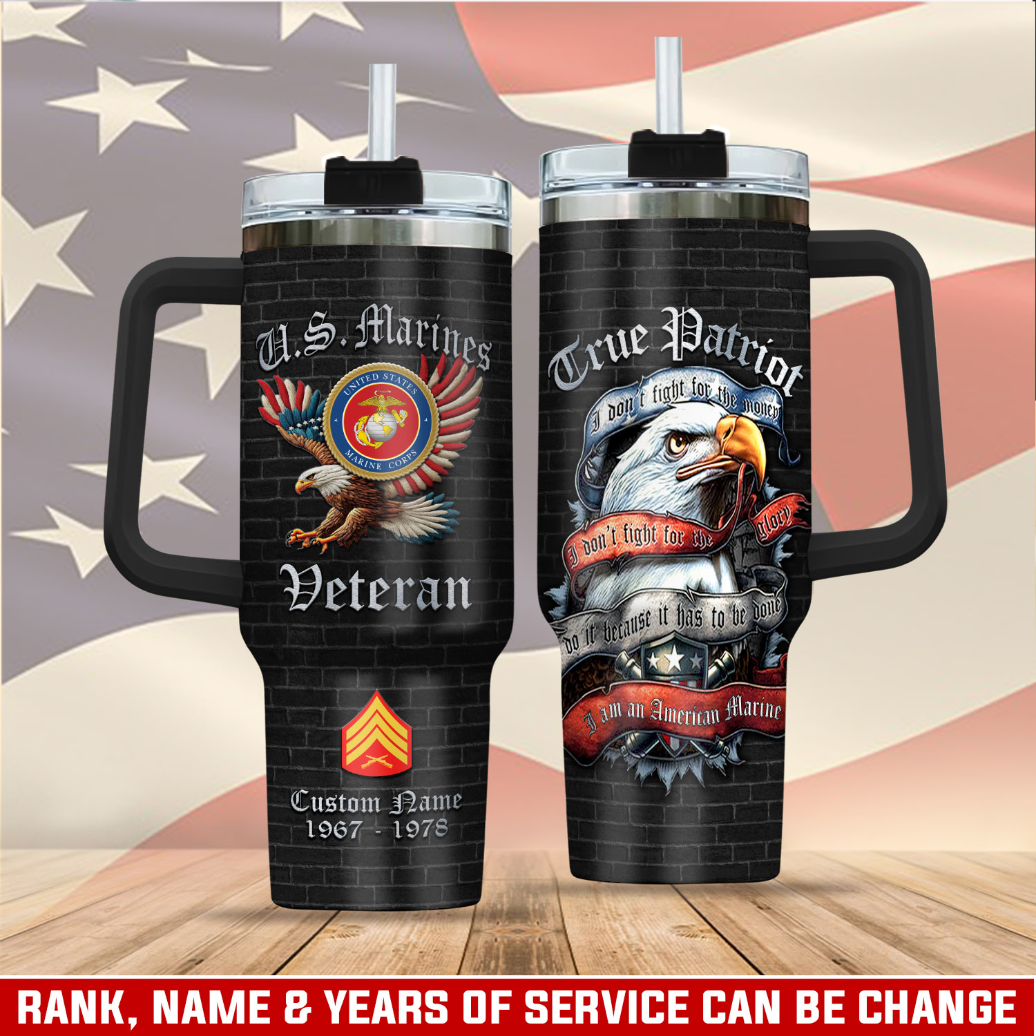 United States Marine Corps Custom Stanley Quencher 40oz Stainless Steel Tumbler With Handle