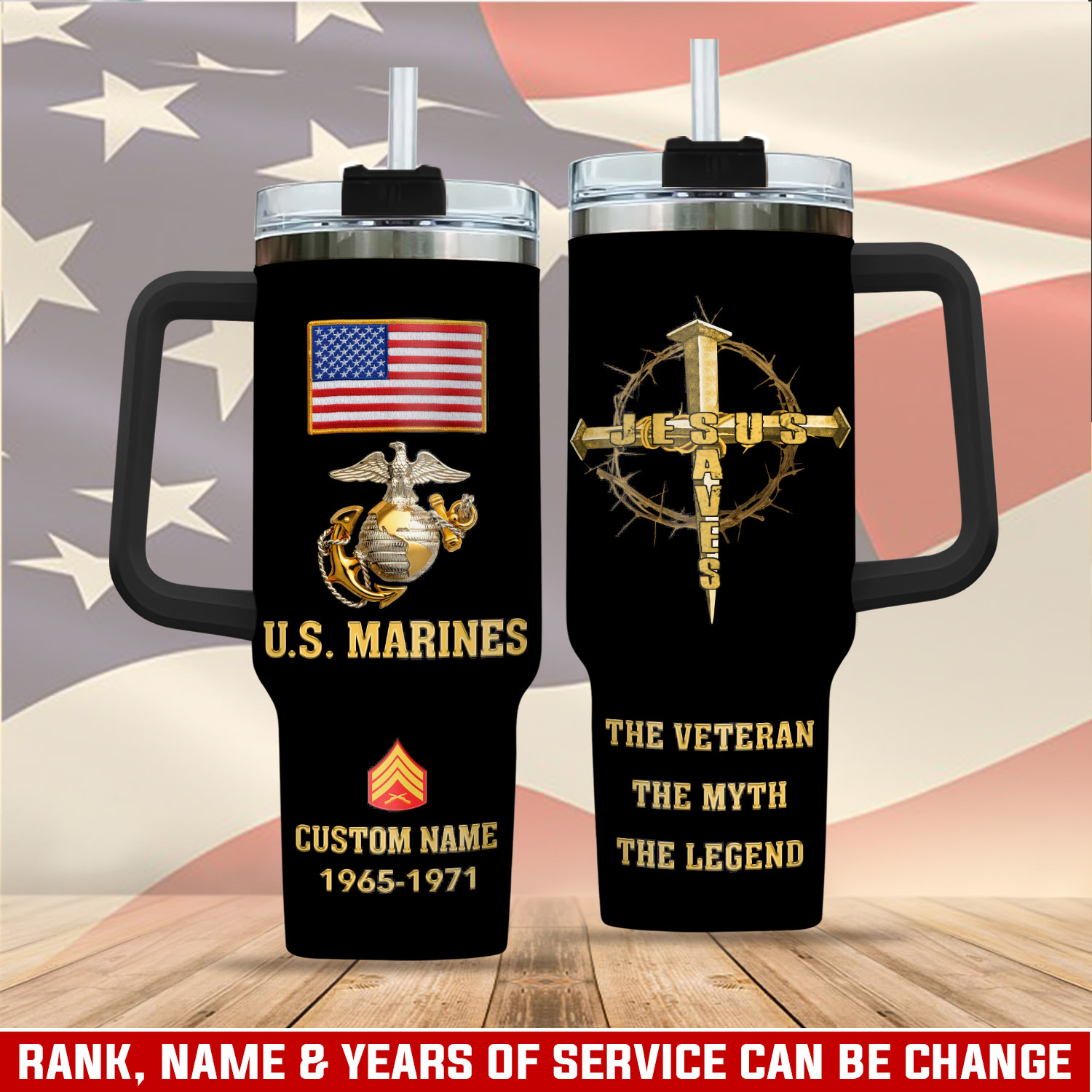 United States Marine Corps Custom Stanley Quencher 40oz Stainless Steel Tumbler With Handle