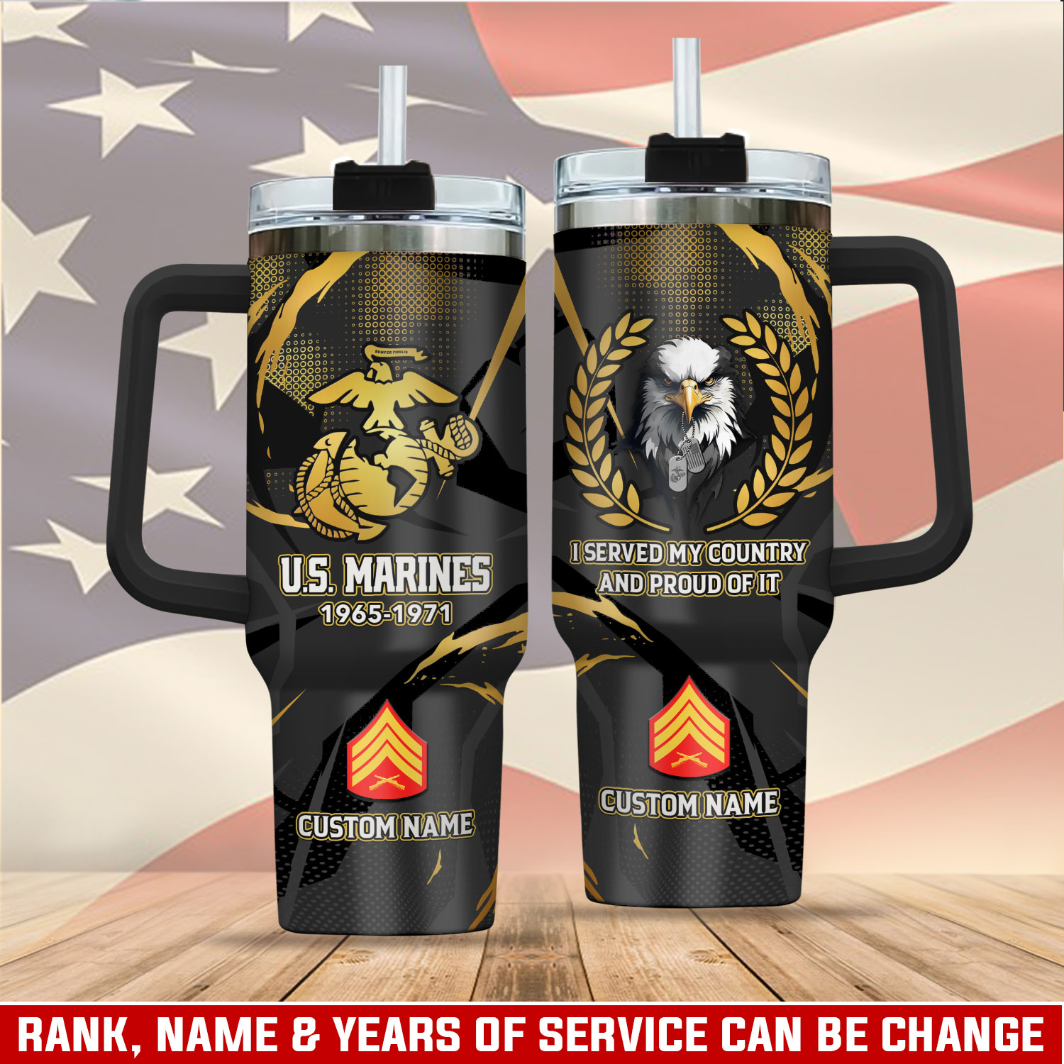 United States Marine Corps Custom Stanley Quencher 40oz Stainless Steel Tumbler With Handle