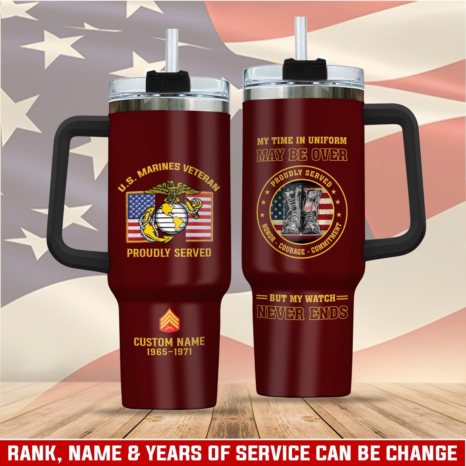 United States Marine Corps Custom Stanley Quencher 40oz Stainless Steel Tumbler With Handle