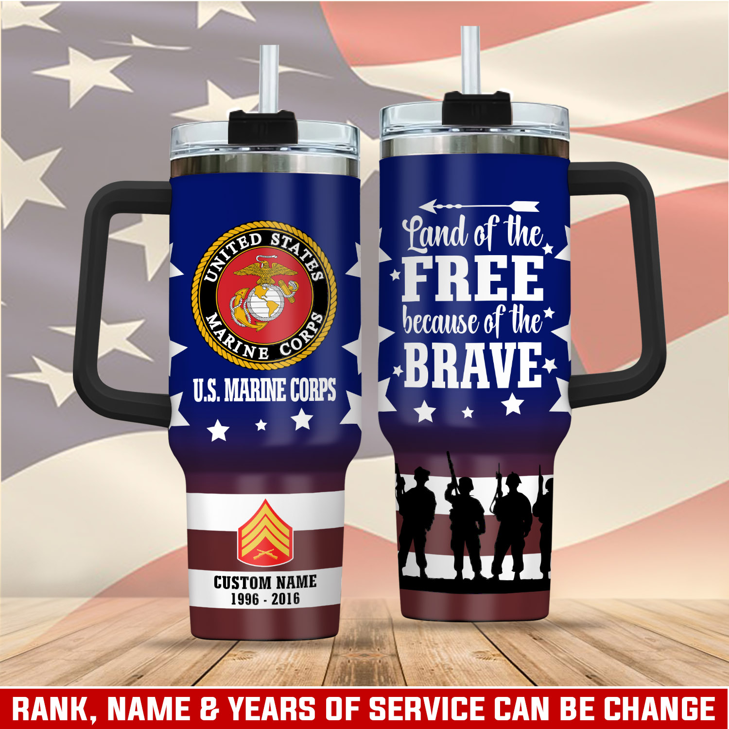 United States Marine Corps Custom Stanley Quencher 40oz Stainless Steel Tumbler With Handle