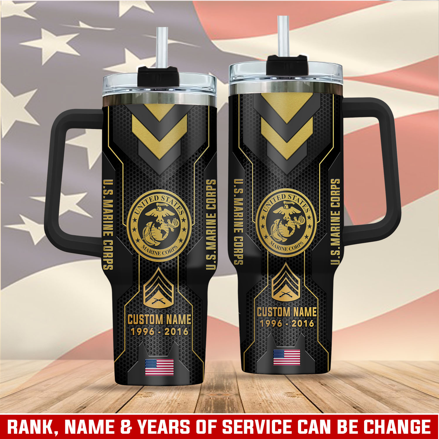 United States Marine Corps Custom Stanley Quencher 40oz Stainless Steel Tumbler With Handle