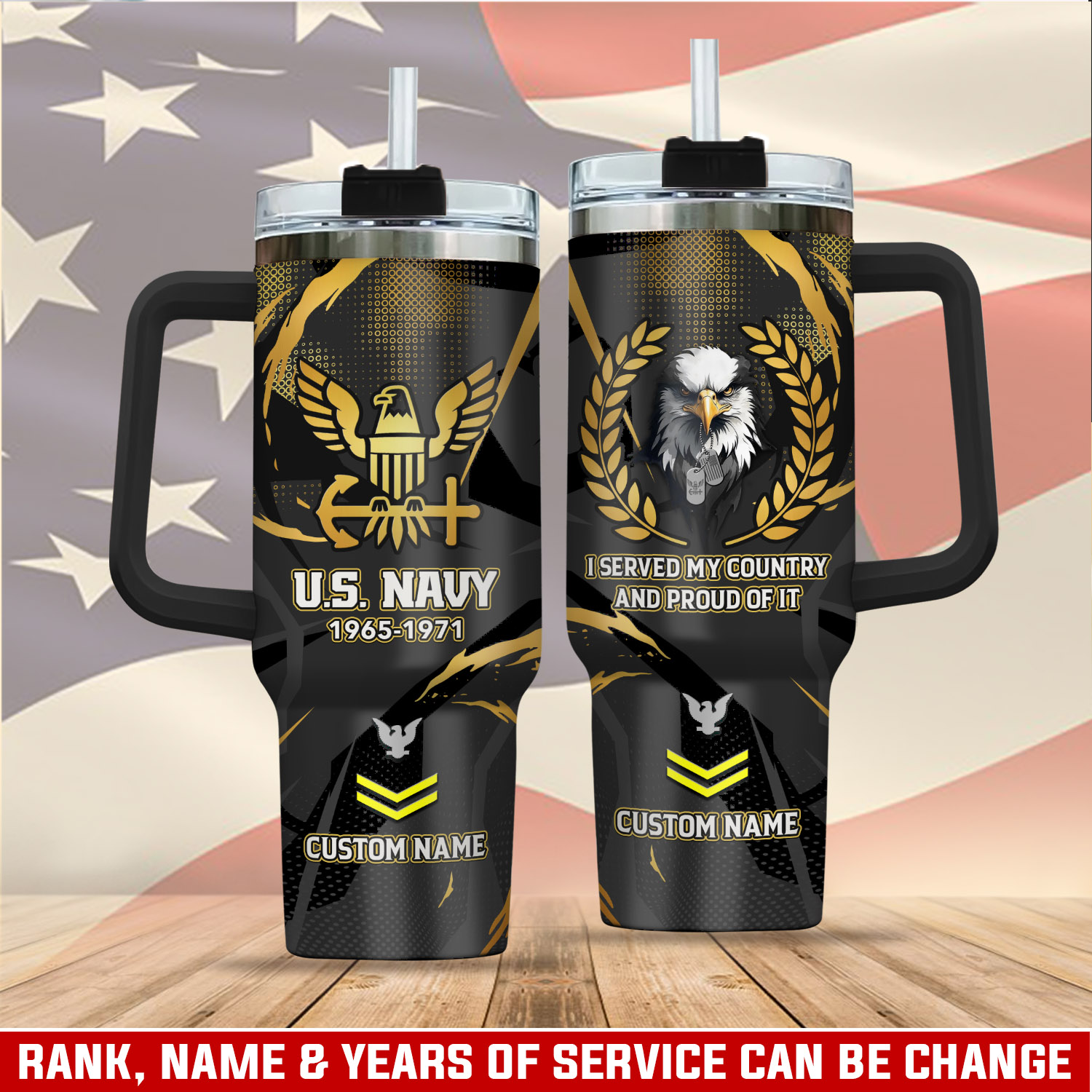 United States Navy Custom Stanley Quencher 40oz Stainless Steel Tumbler With Handle