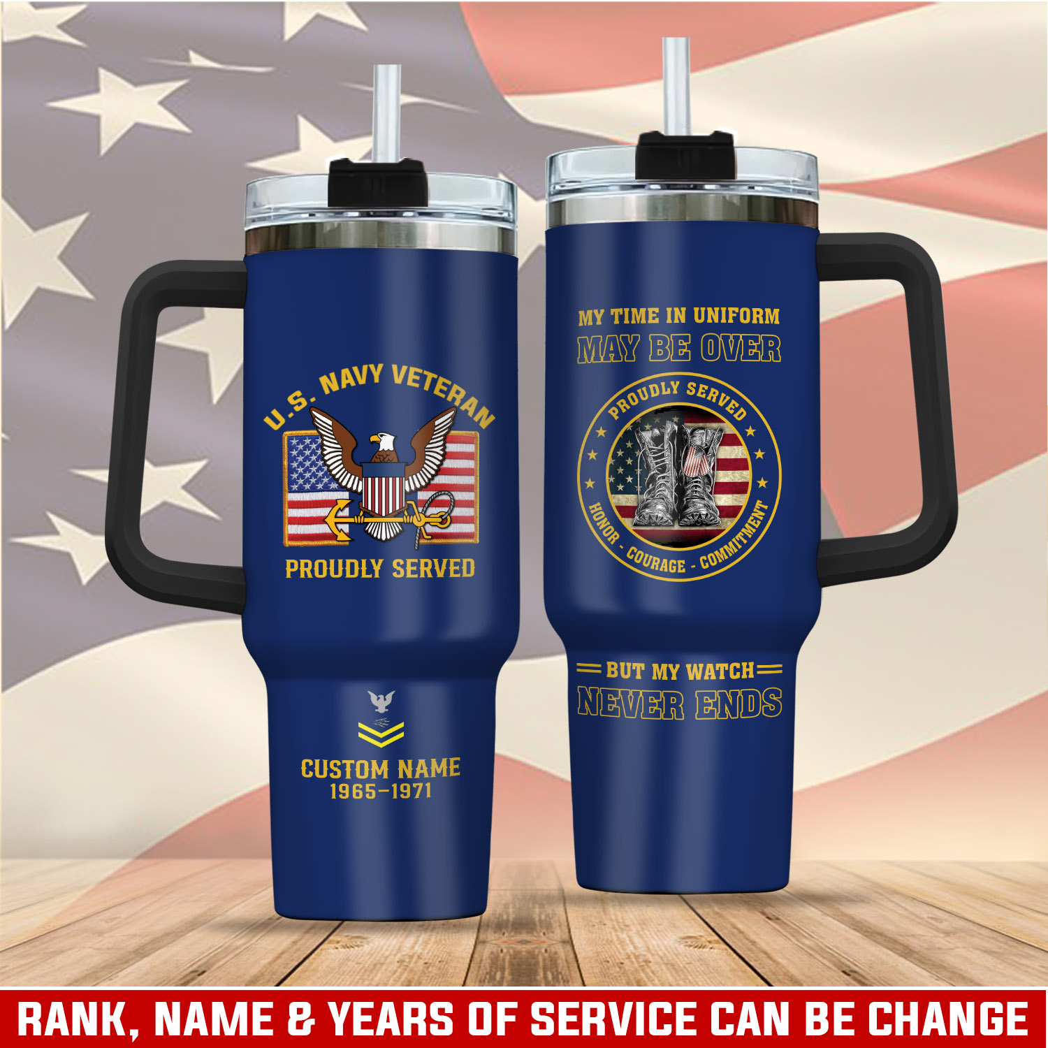 United States Navy Custom Stanley Quencher 40oz Stainless Steel Tumbler With Handle