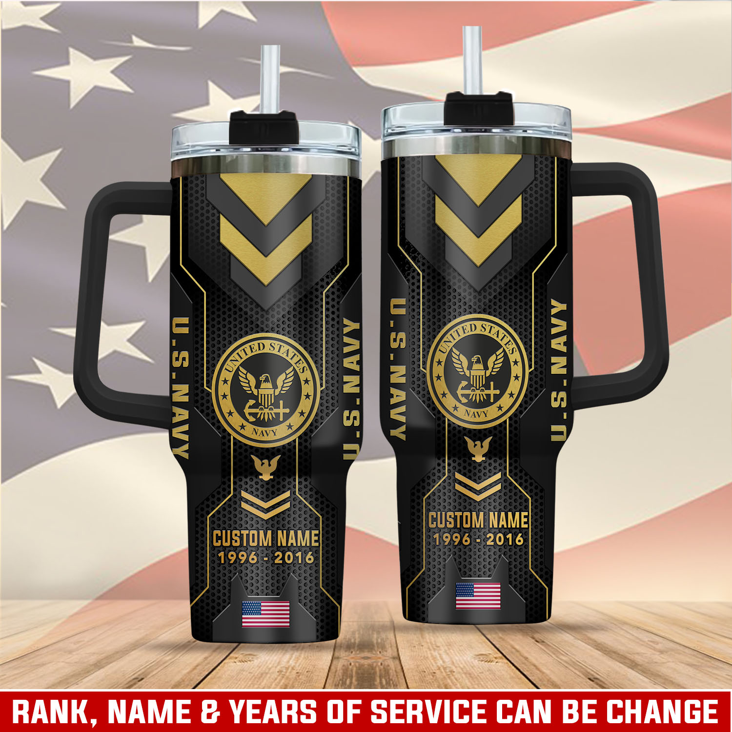 United States Navy Custom Stanley Quencher 40oz Stainless Steel Tumbler With Handle