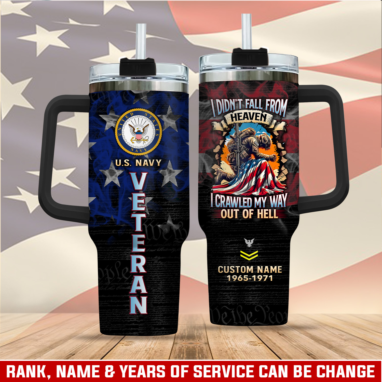 United States Navy Custom Stanley Quencher 40oz Stainless Steel Tumbler With Handle