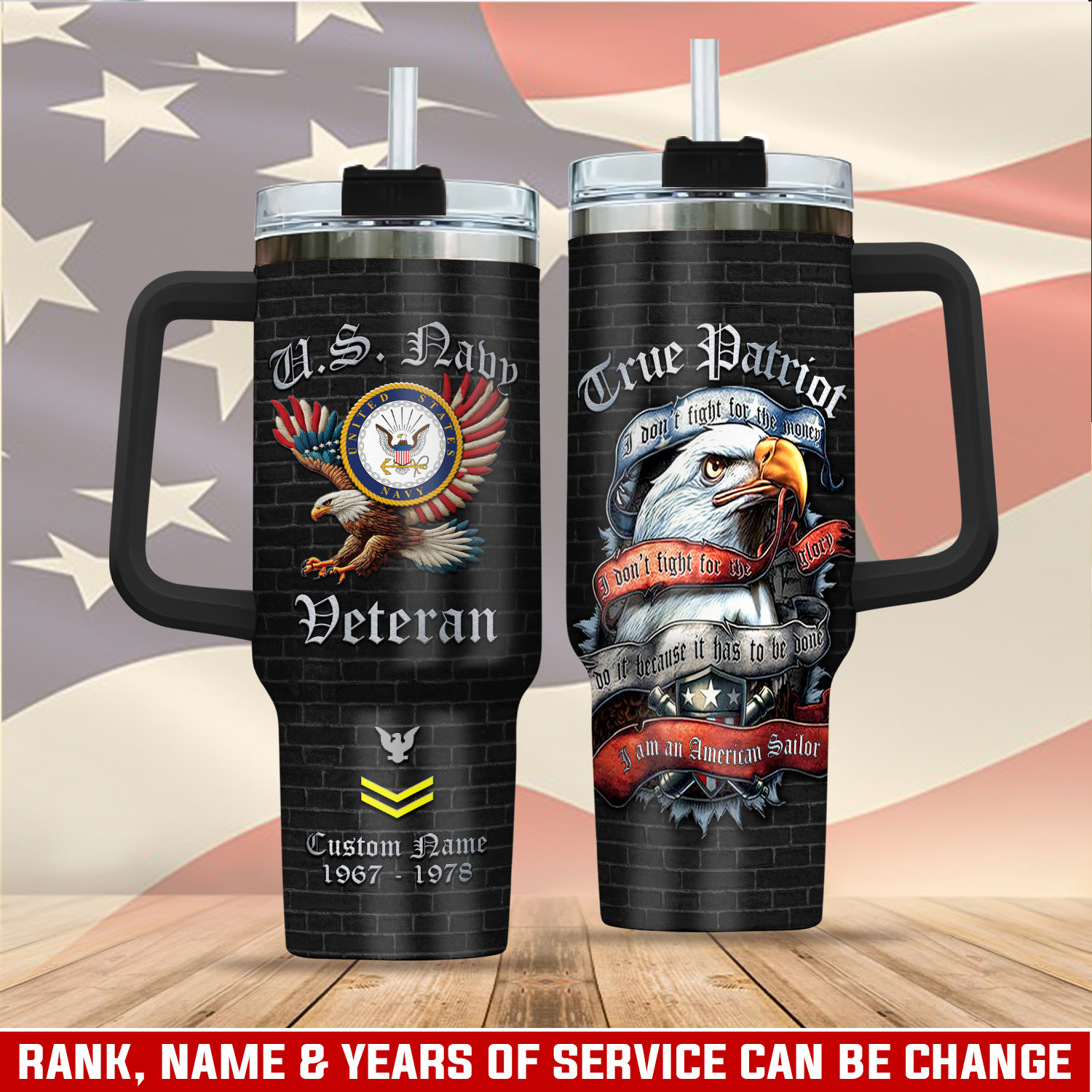 United States Navy Custom Stanley Quencher 40oz Stainless Steel Tumbler With Handle