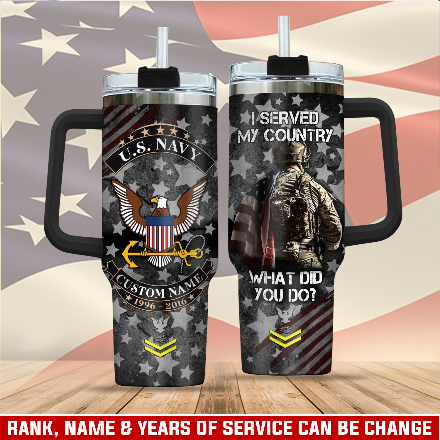 United States Navy Custom Stanley Quencher 40oz Stainless Steel Tumbler With Handle