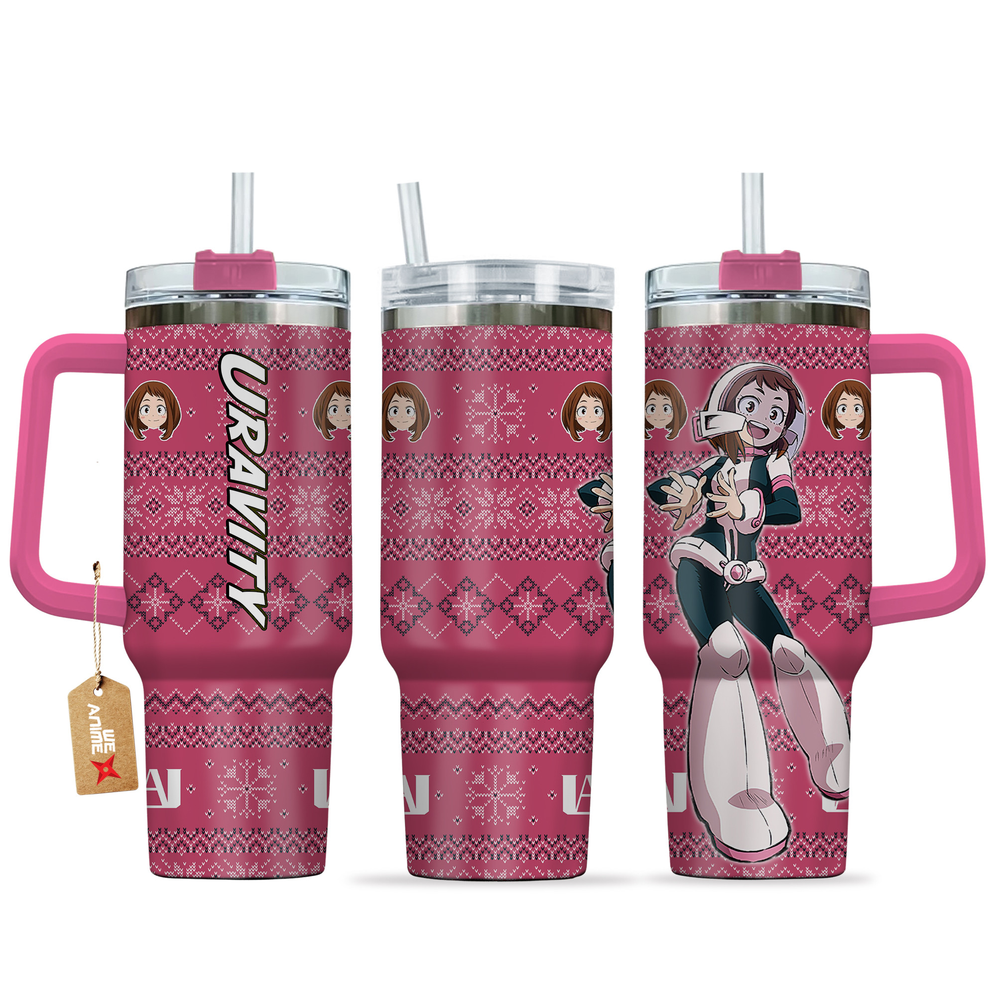 Uraraka Ochako (Uravity) My Hero Academia Anime Custom Stanley Quencher 40oz Stainless Steel Tumbler With Handle