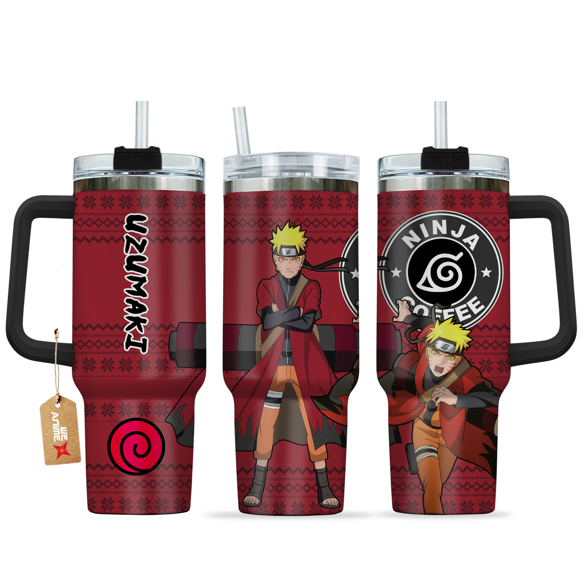 Uzumaki Sage Naruto Anime Custom Stanley Quencher 40oz Stainless Steel Tumbler With Handle