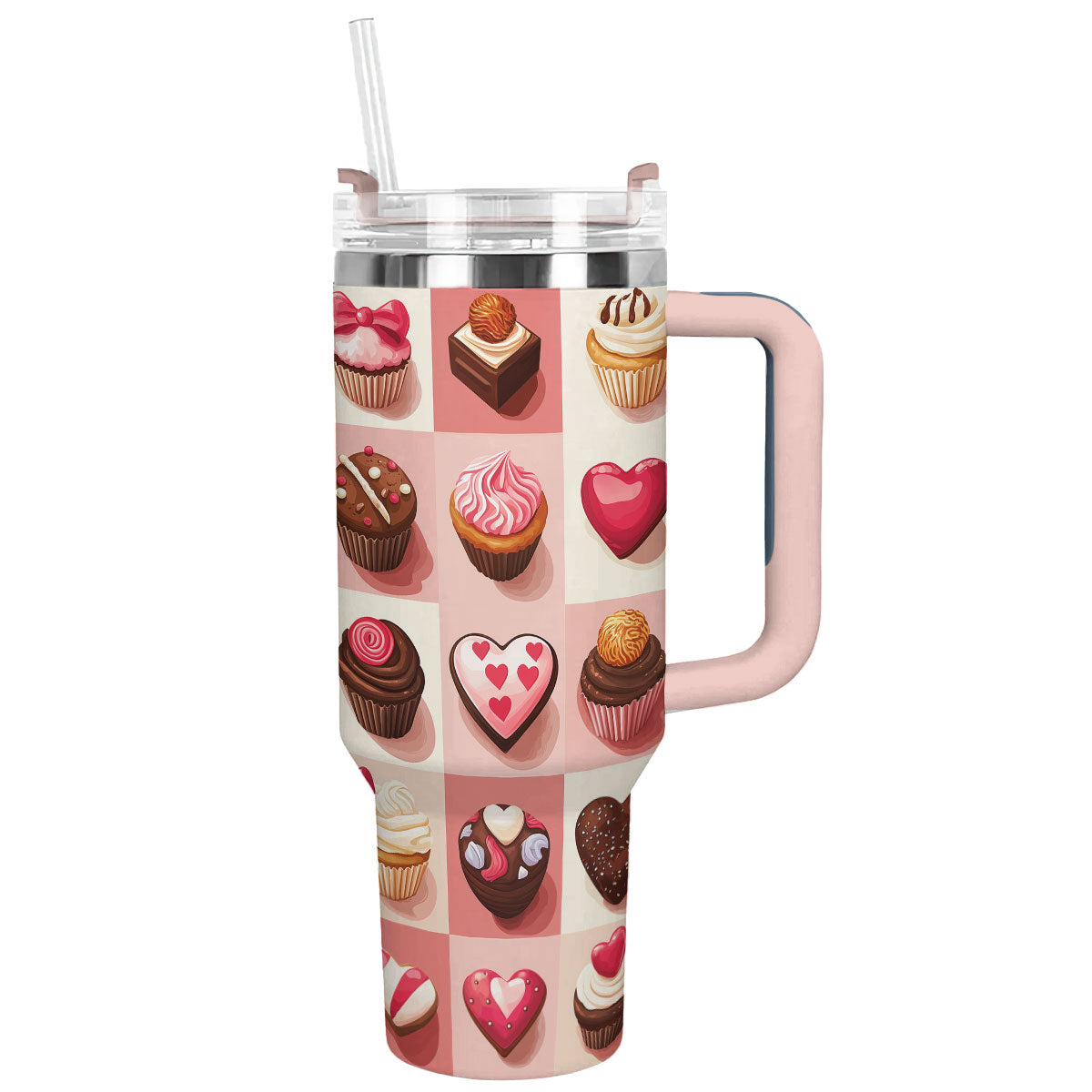 Valentine's Day Sweets Custom Stanley Quencher 40oz Stainless Steel Tumbler With Handle