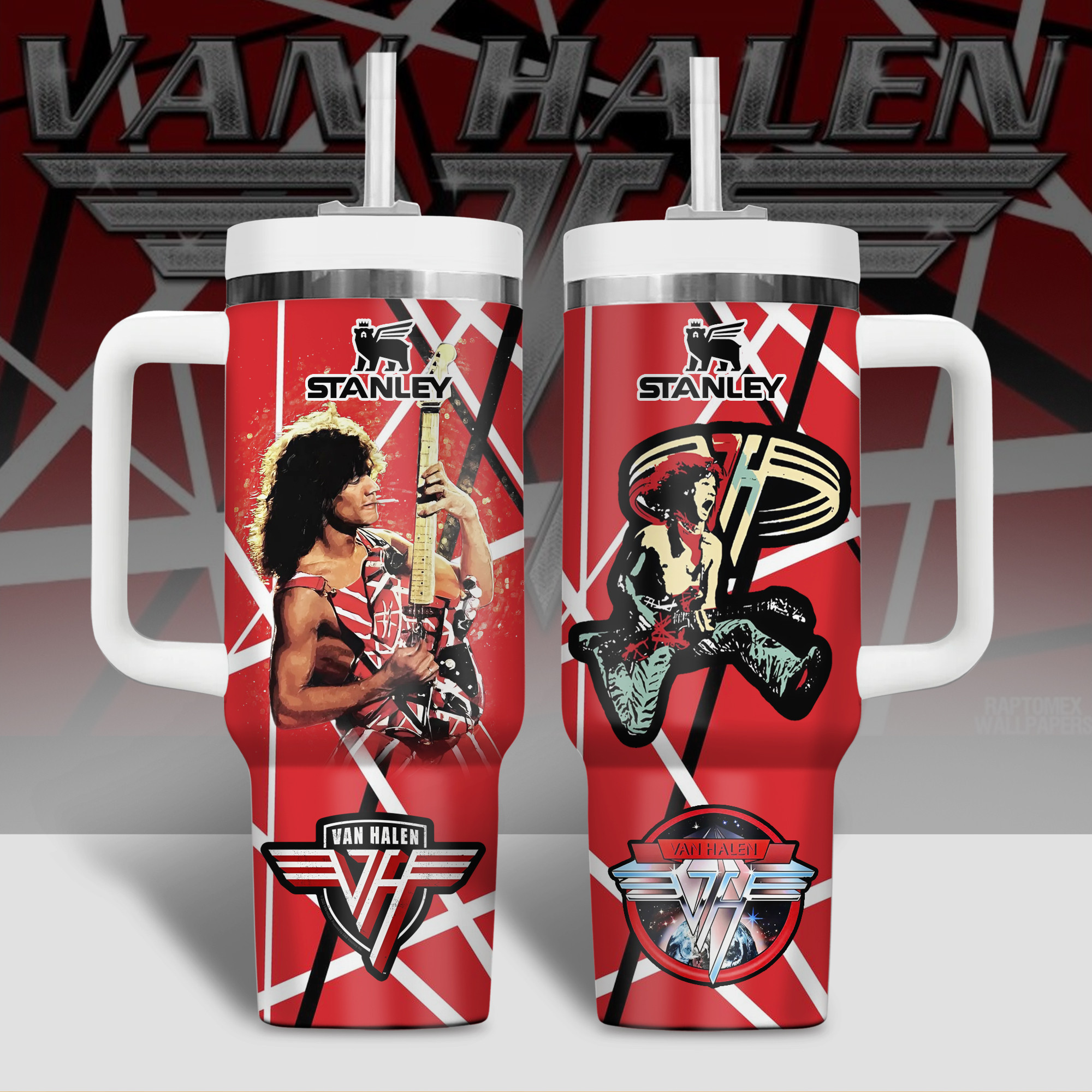 Van Halen Music Custom Stanley Quencher 40oz Stainless Steel Tumbler With Handle